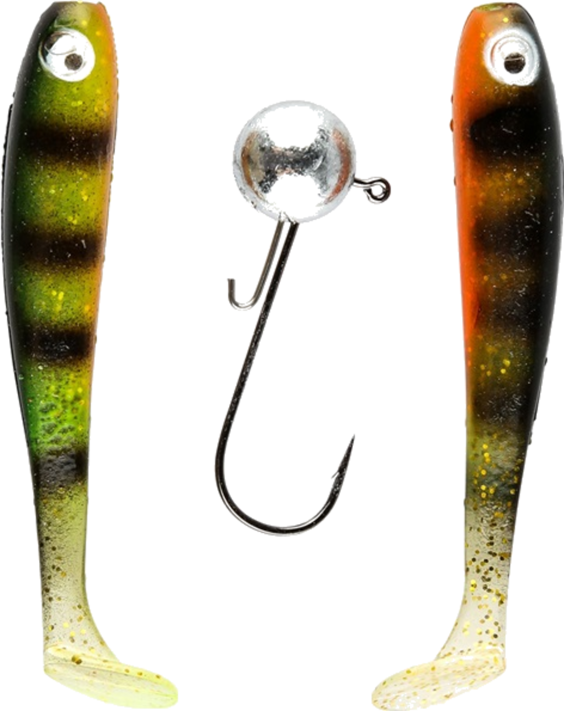 IFISH, Ifish The Demon Shad 7cm, 2-pack Including Jig Head - Fluo Perch
