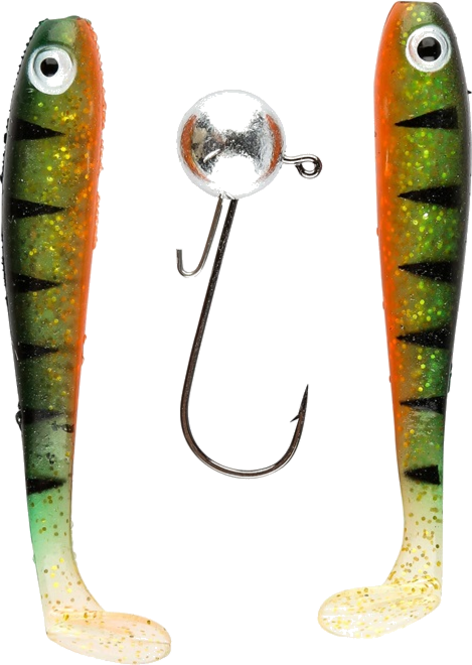 IFISH, Ifish The Demon Shad 7cm, 2-pack Including Jig Head - Hot Perch