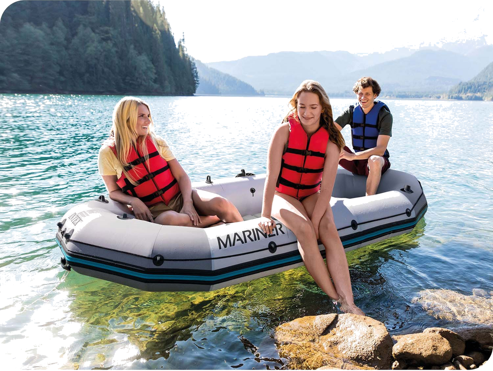 INTEX, Inflatable Boat Mariner 3 For 3 Persons Paddles Pump Fishing Rod Holders And Motor Mount Intex 68373