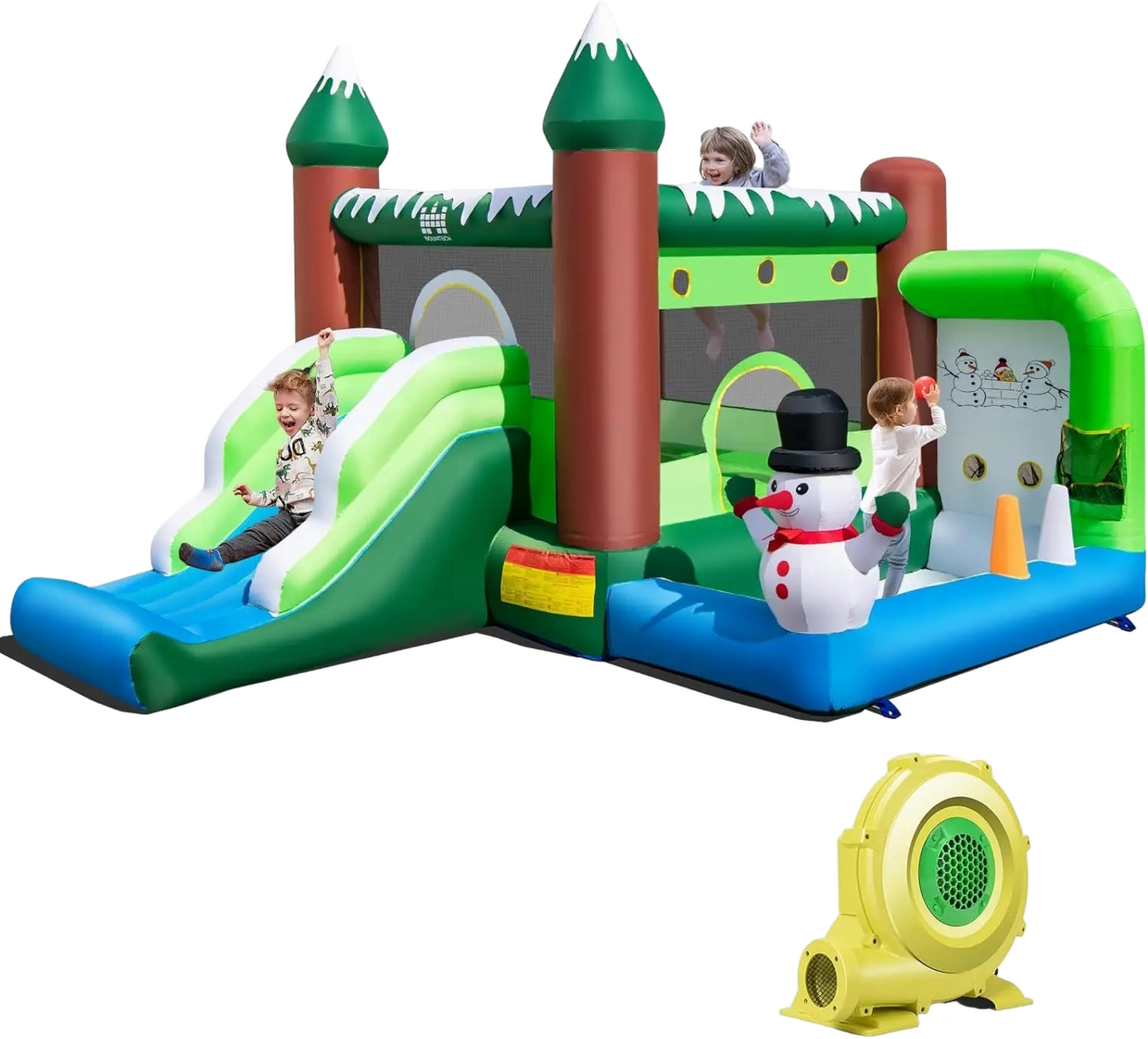 NORTHIX, Inflatable Bouncy Castle For Children With Slide, Ball Pit, Basketball Hoop  Throwing Holes. Play P