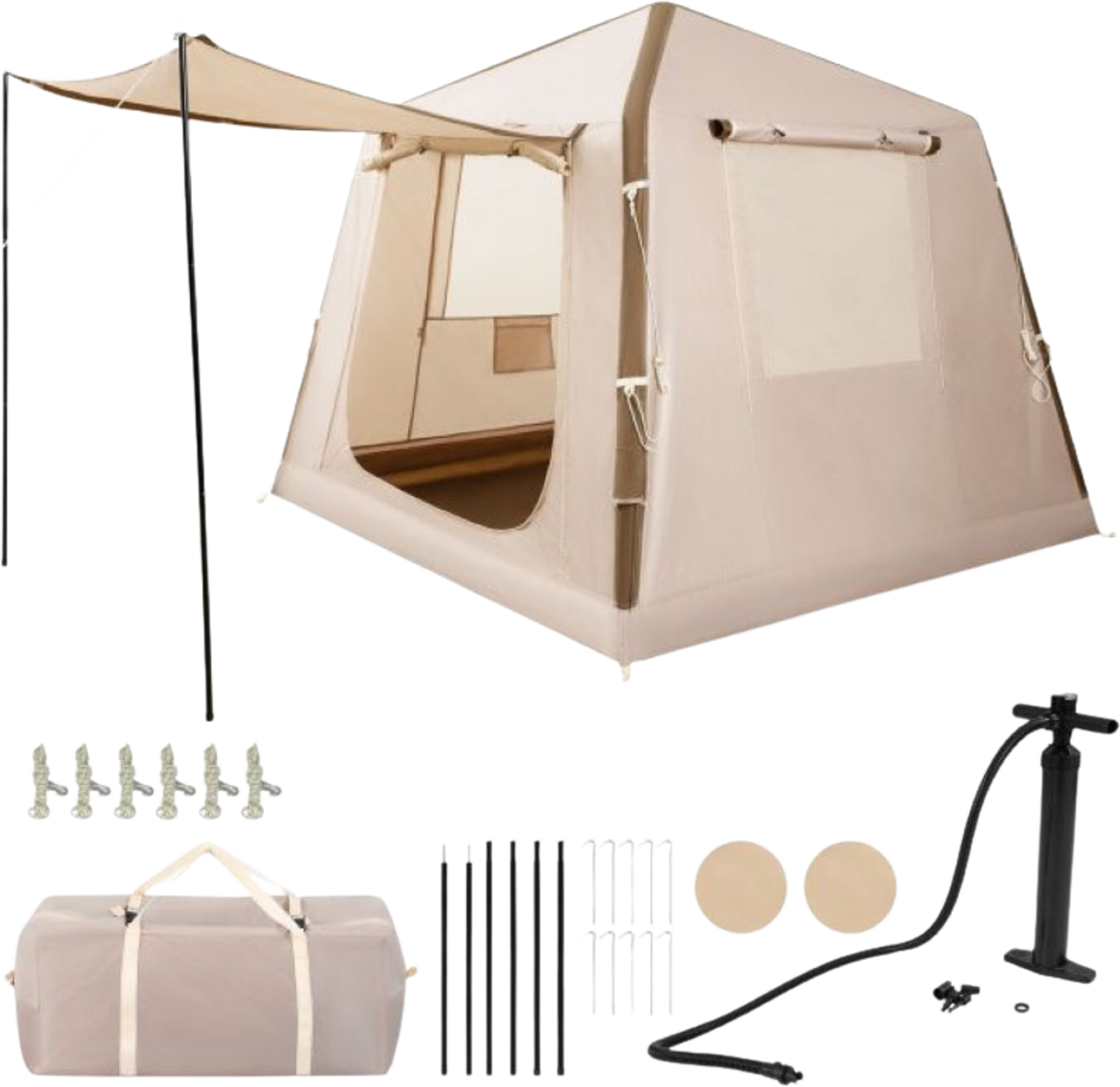 NORTHIX, Inflatable Camping Tent, 2-4 Person, Pump, Carry Bag