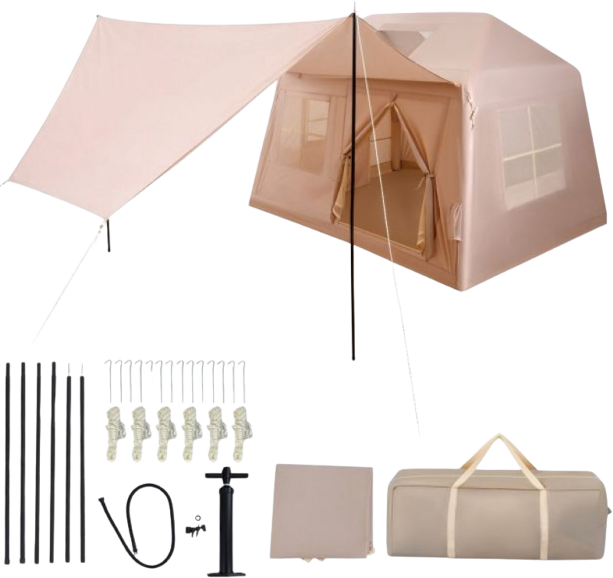 NORTHIX, Inflatable Camping Tent, 4&ndash;6 Person, Pump, Canopy
