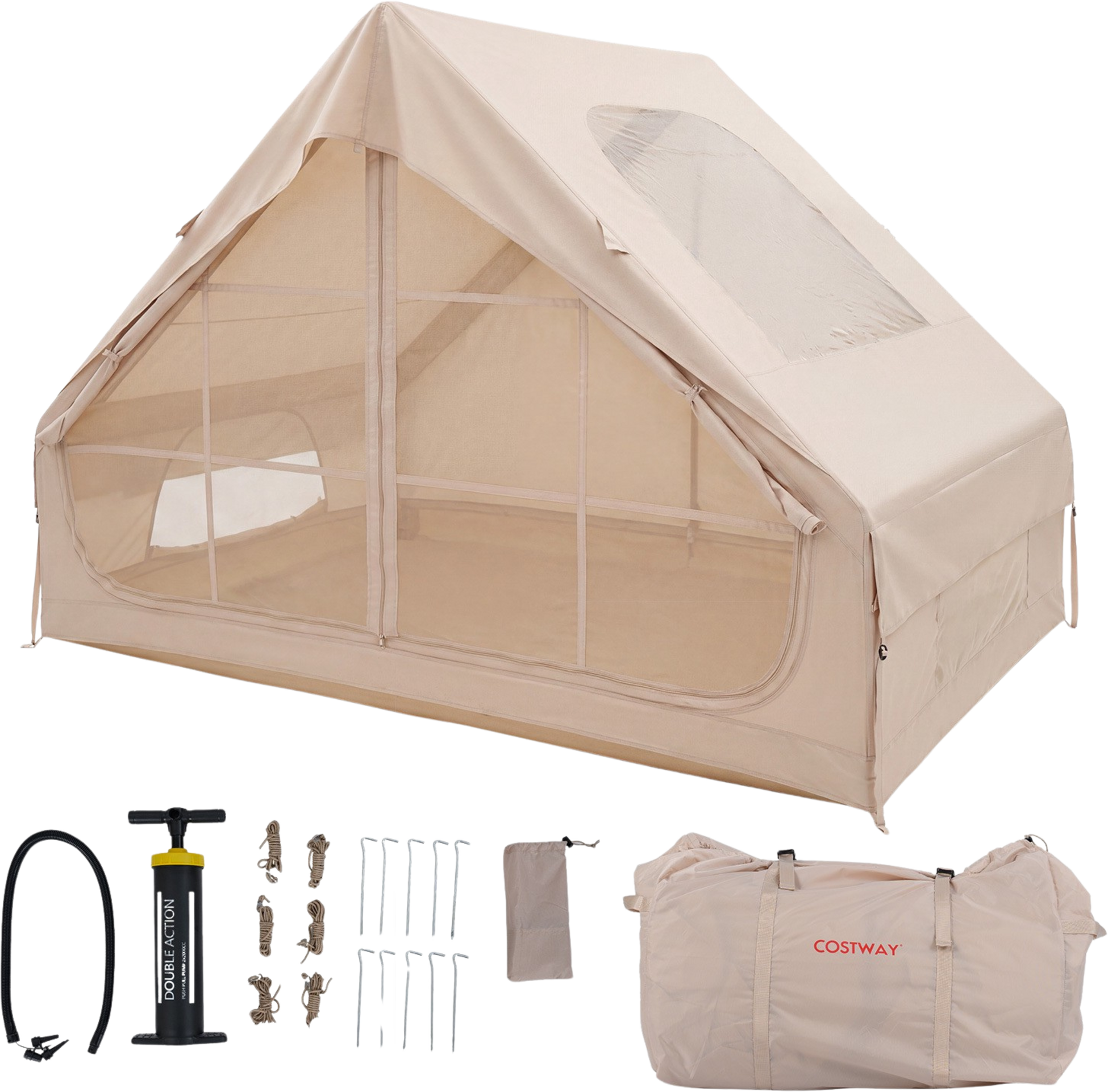 NORTHIX, Inflatable Camping Tent, 4-person, Pump, Waterproof, Skylight