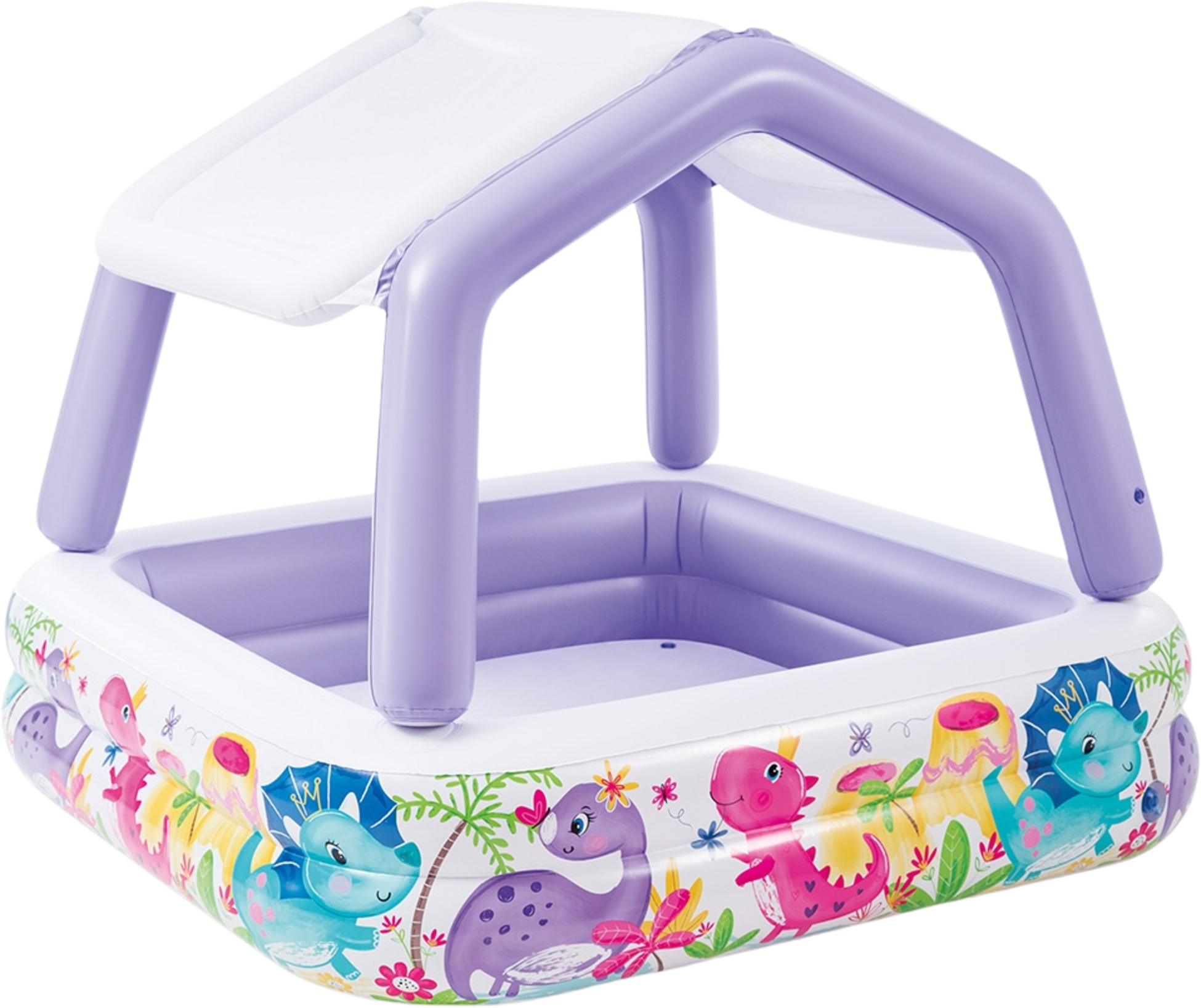 INTEX, Inflatable Children's Paddling Pool With Canopy Purple Intex 57470-dino