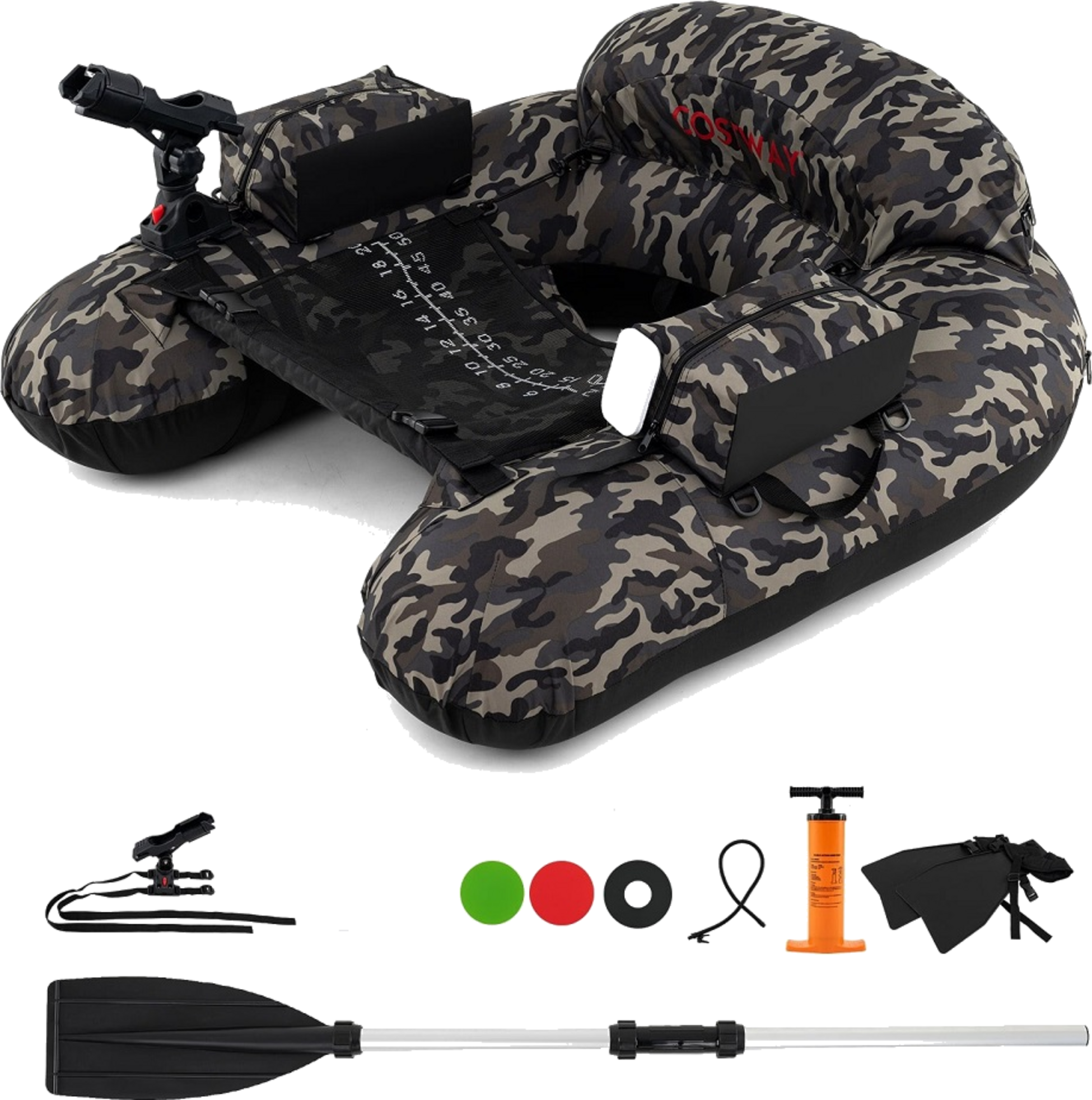 NORTHIX, Inflatable Fishing Boat With Rod Holder  Paddle