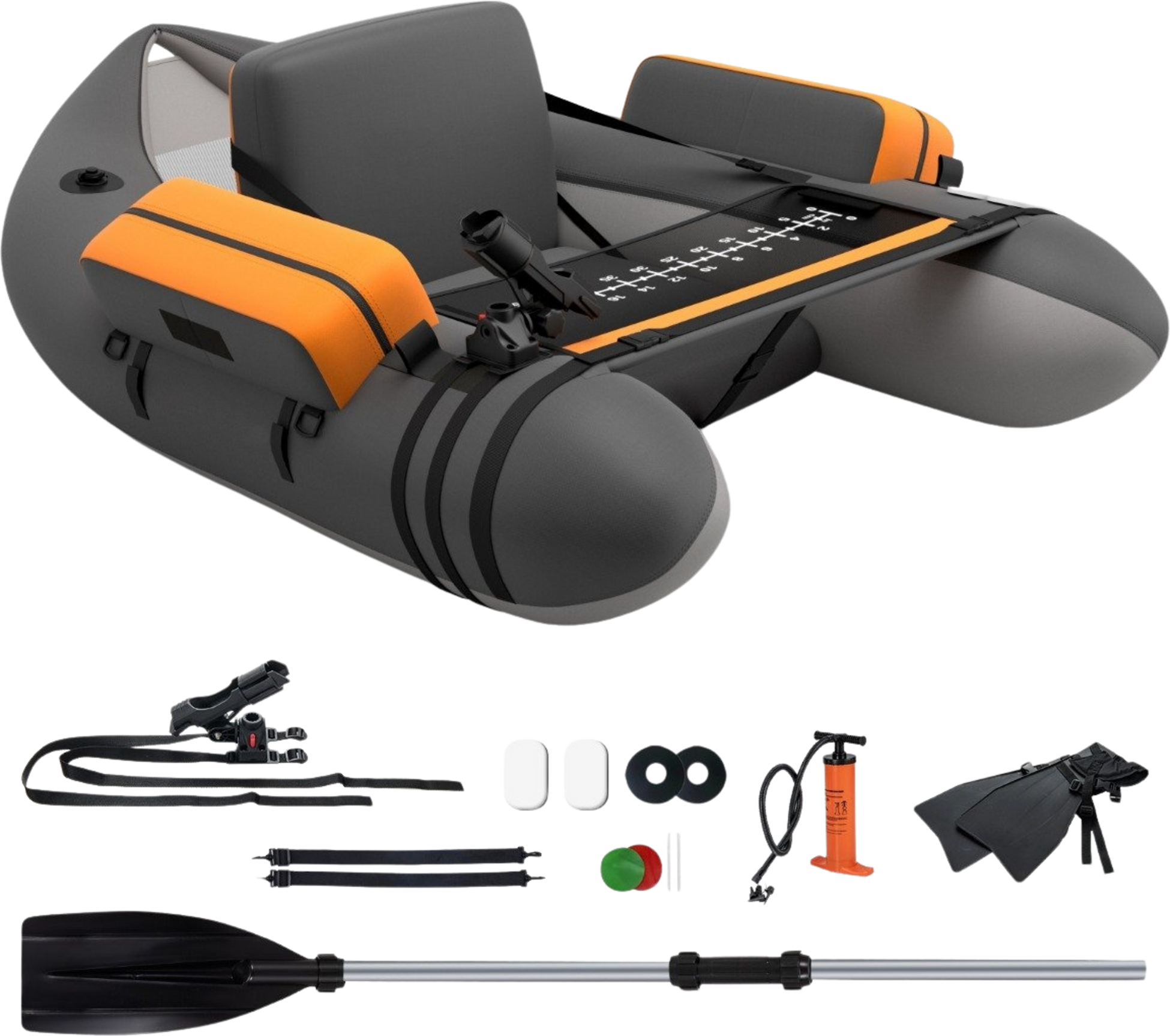 NORTHIX, Inflatable Fishing Float Tube With Adjustable Backrest, 135x109x54 Cm, Gray