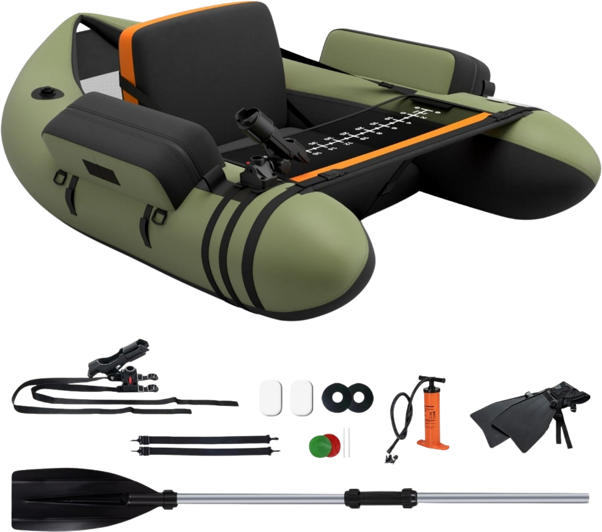 NORTHIX, Inflatable Fishing Float Tube With Adjustable Backrest, 135x109x54 Cm, Green