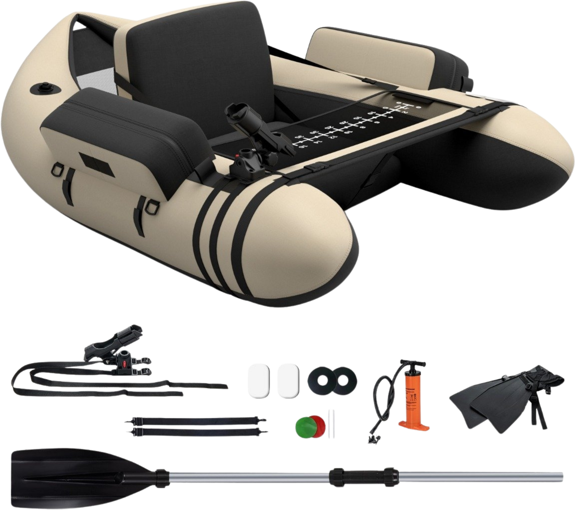 NORTHIX, Inflatable Fishing Float Tube With Adjustable Backrest, 135x109x54 Cm