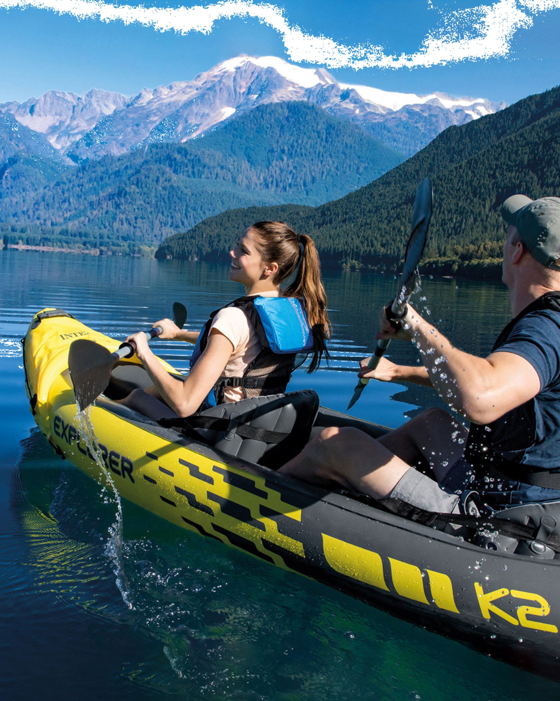 INTEX, Inflatable Kayak Explorer K2 For 2 Persons Paddles + Pump Intex 68307