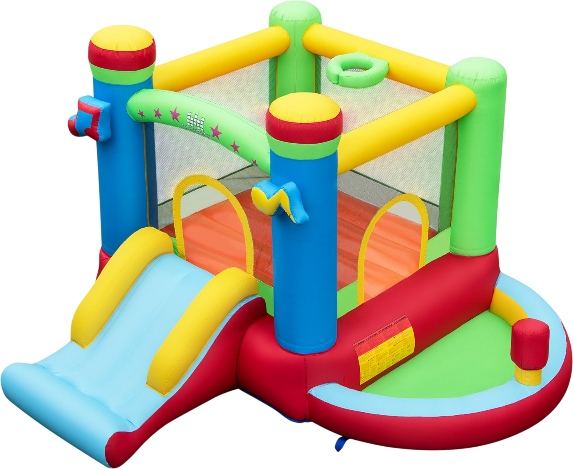 NORTHIX, Inflatable Kids Bounce House With Slide  Basketball Hoop