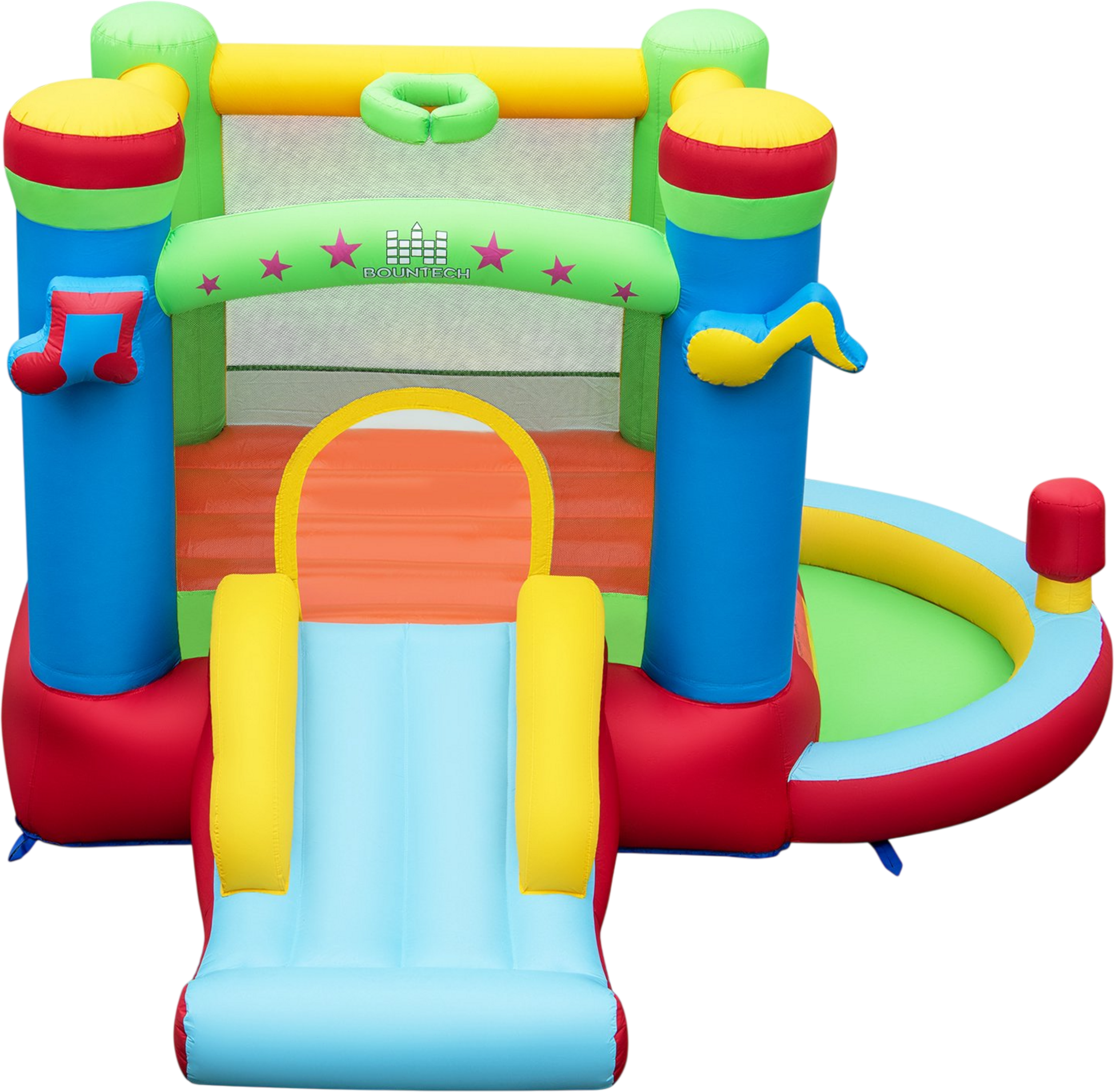NORTHIX, Inflatable Kids Bounce House With Slide  Basketball Hoop