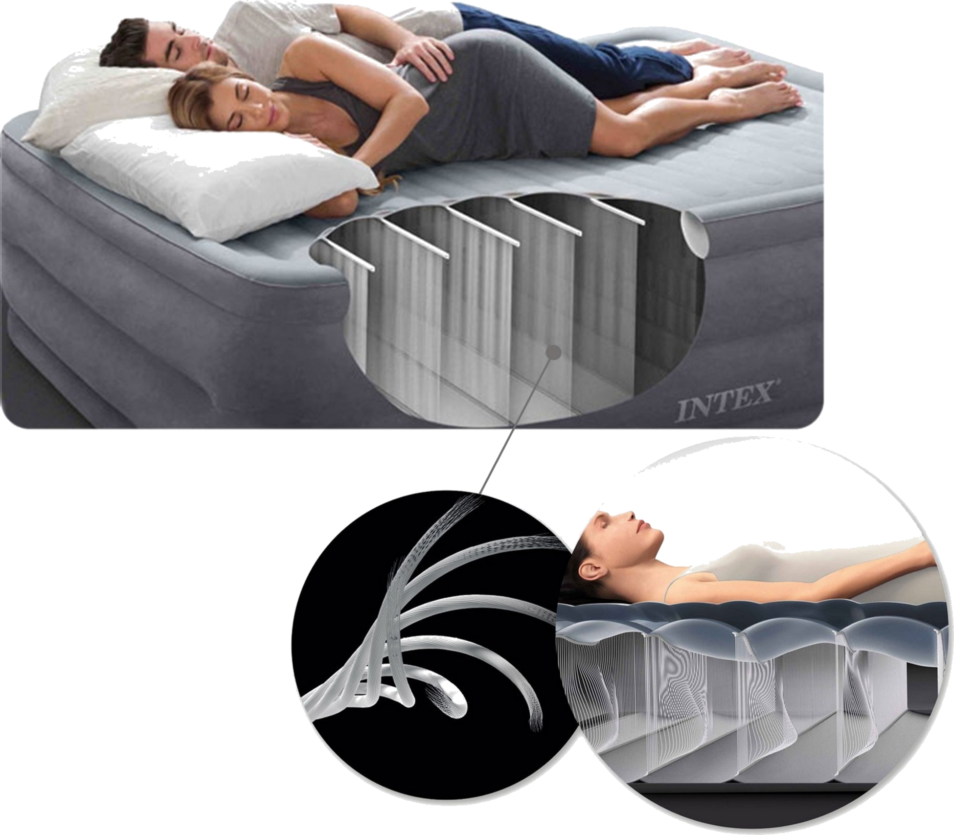 B2X, Inflatable Mattress 191x137x25 Cm For Two People Intex 64108