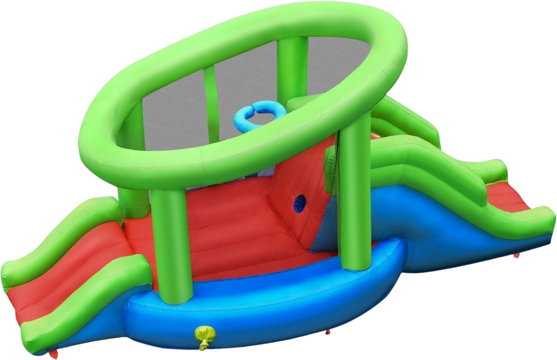 B2X, Inflatable Snail Bouncy Castle With 2 Slides  Basketball Hoop 410 X 190 X 197 Cm