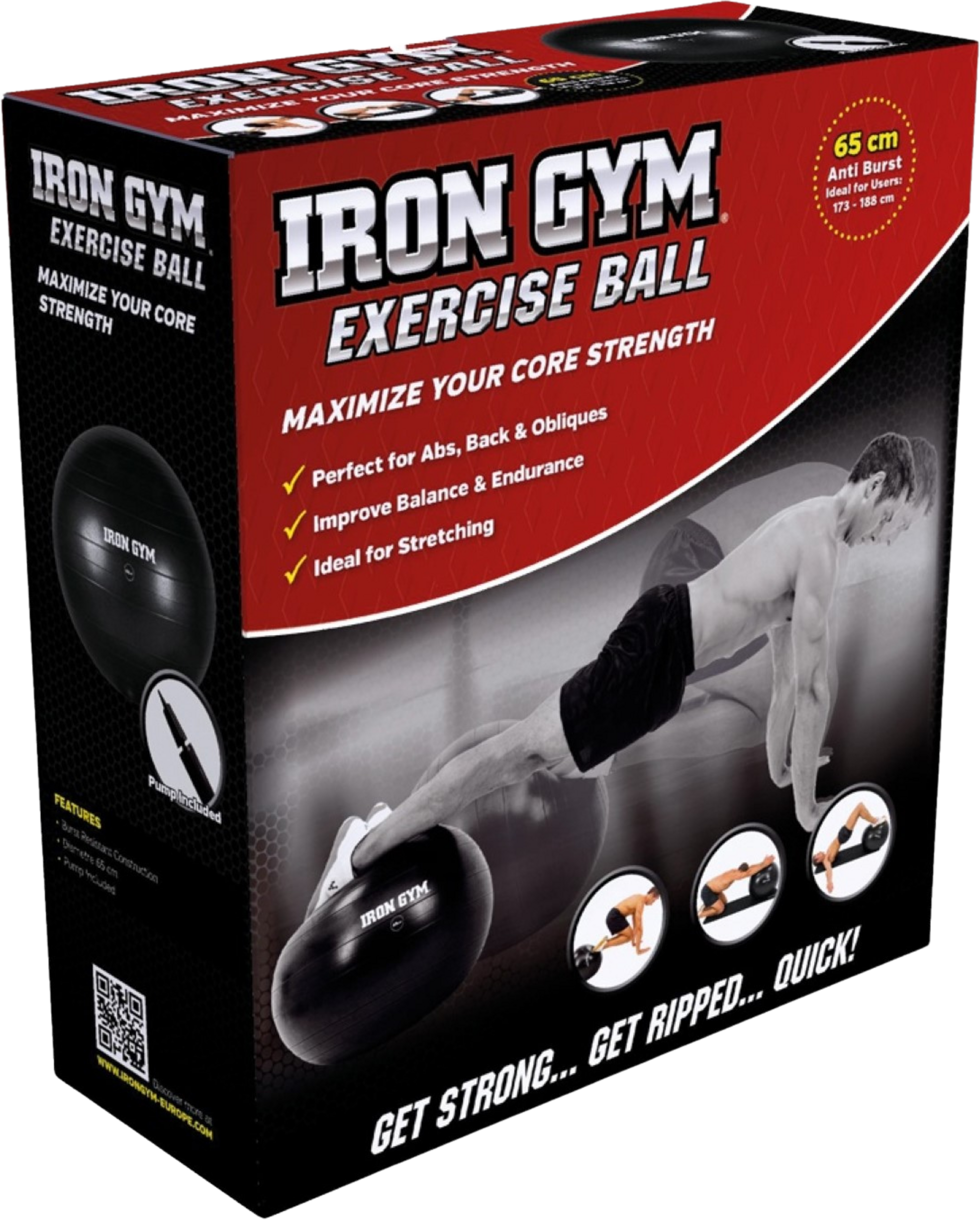 IRON GYM, Iron Gym - Exercise Ball 65cm Incl. Pump