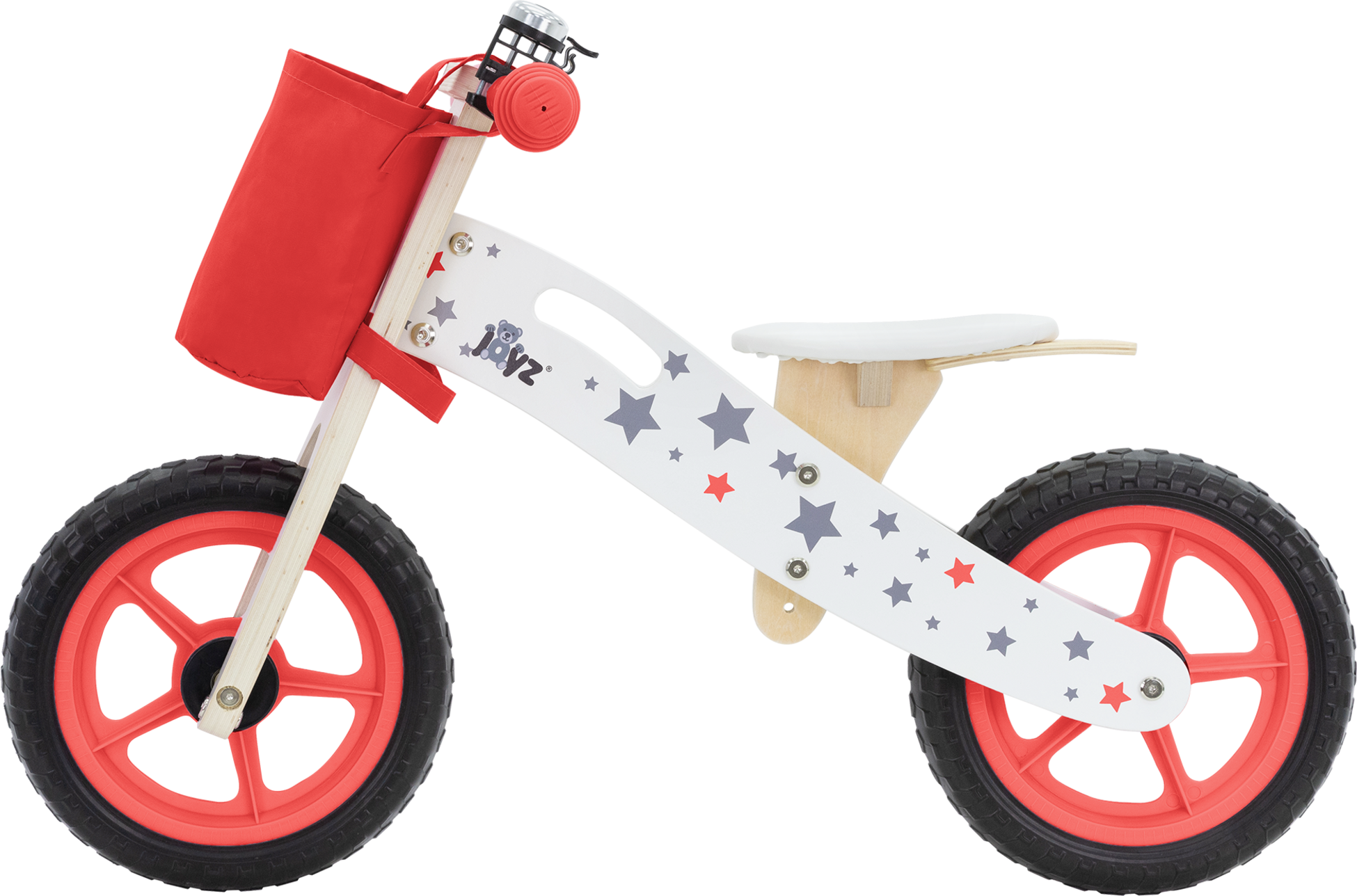 JOYZ, Joyz Wooden Balance Bike For Children 2 Years Plus Red Adjustable Seat Toddler Run Bicycle