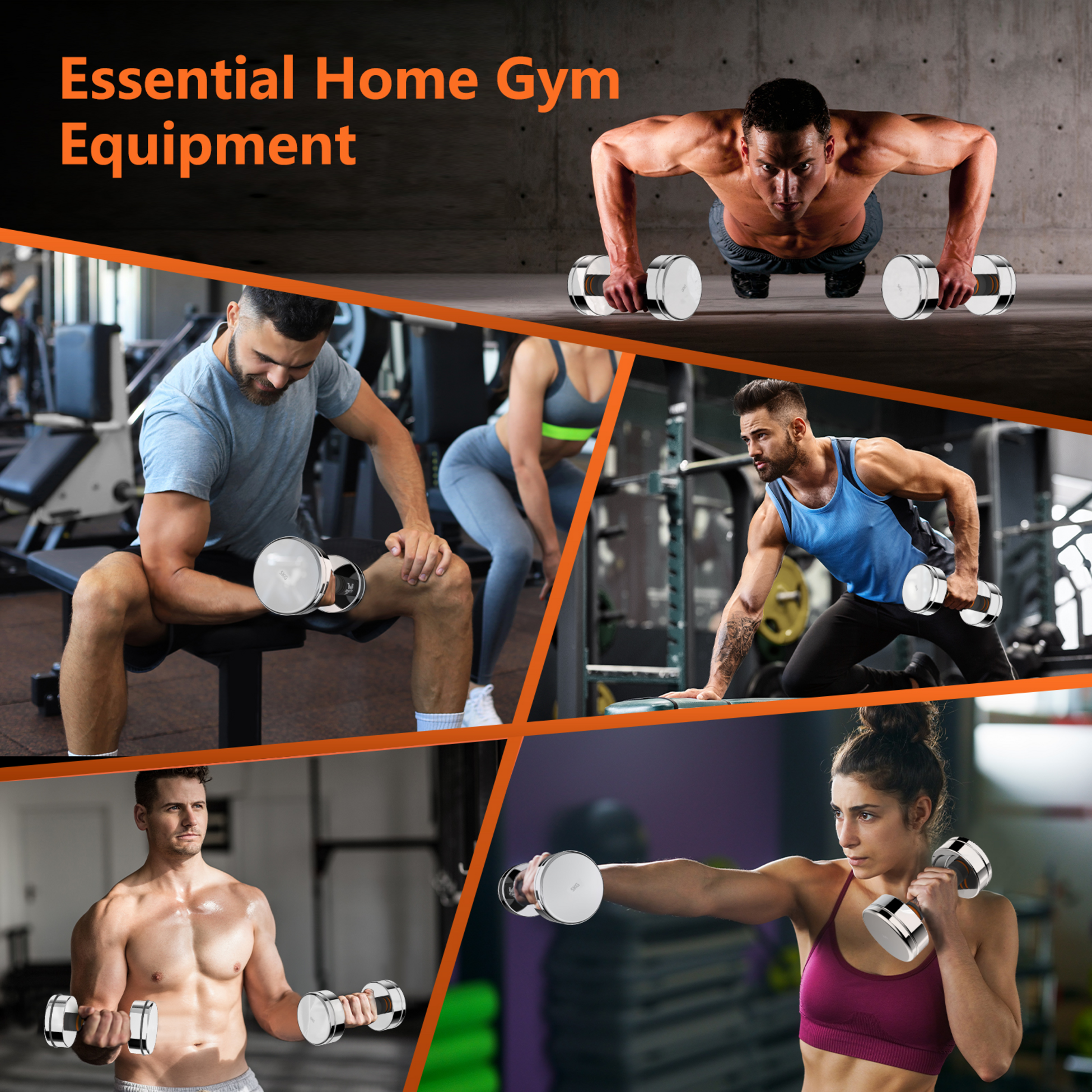 HOMEFITNESSCODE, Justerbara Hantlar 2x5 Kg &ndash; Kompakt Hantelset F&ouml;r Hemmatr&auml;ning