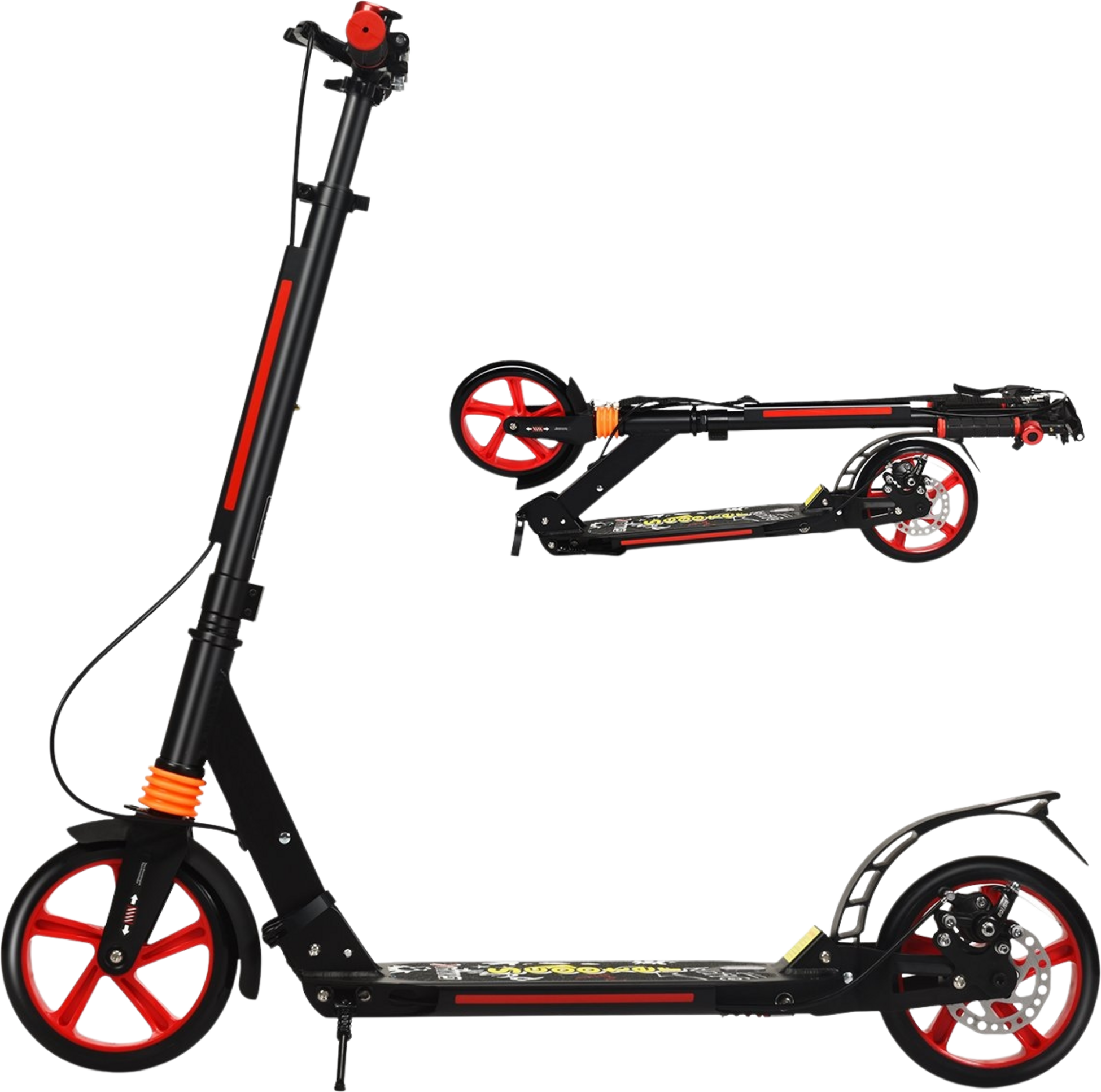 NORTHIX, Kickscooter City Scooter Carrying Strap Scooter Height Adjustable Kick Scooter Black
