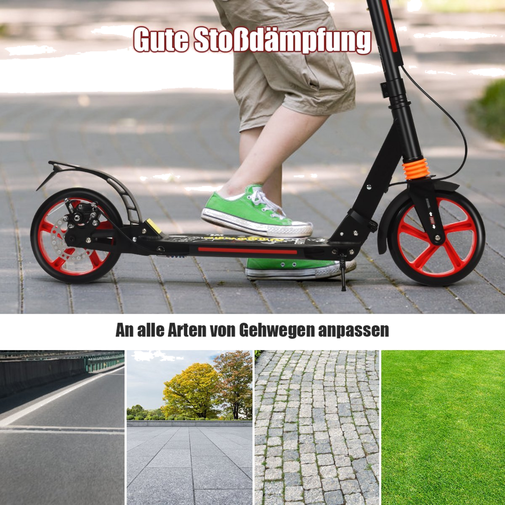 NORTHIX, Kickscooter City Scooter Carrying Strap Scooter Height Adjustable Kick Scooter Black