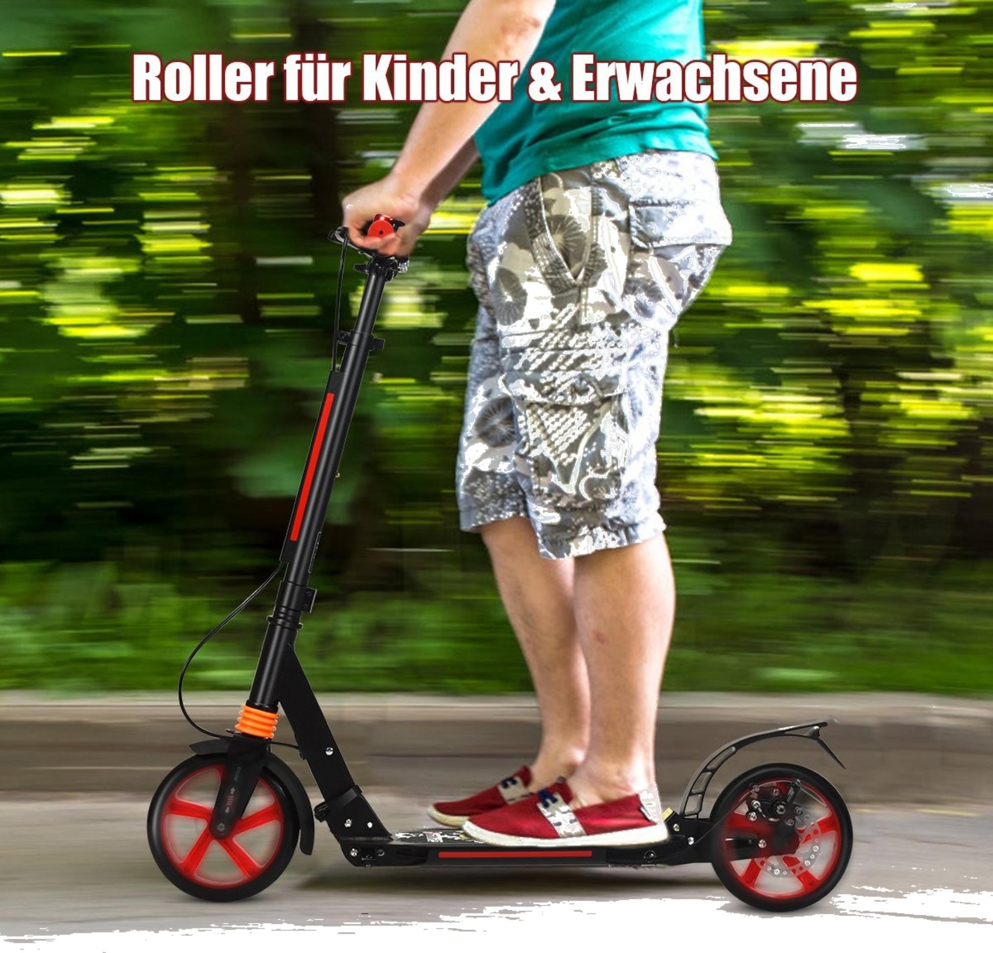 NORTHIX, Kickscooter City Scooter Carrying Strap Scooter Height Adjustable Kick Scooter Black