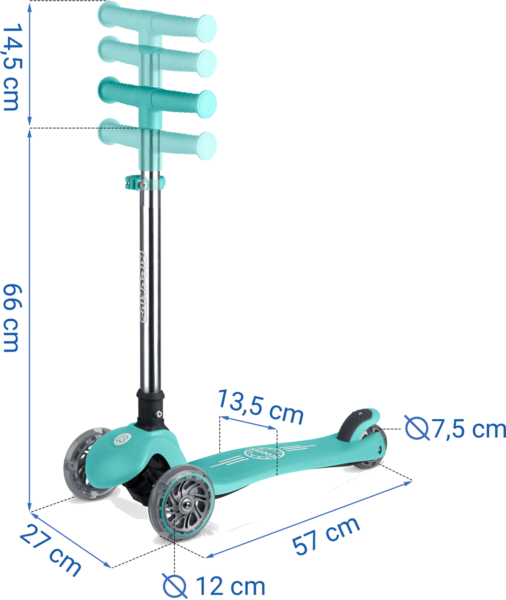 B2X, Kids' Glow-in-the-dark 3-wheel Balance Scooter, Turquoise