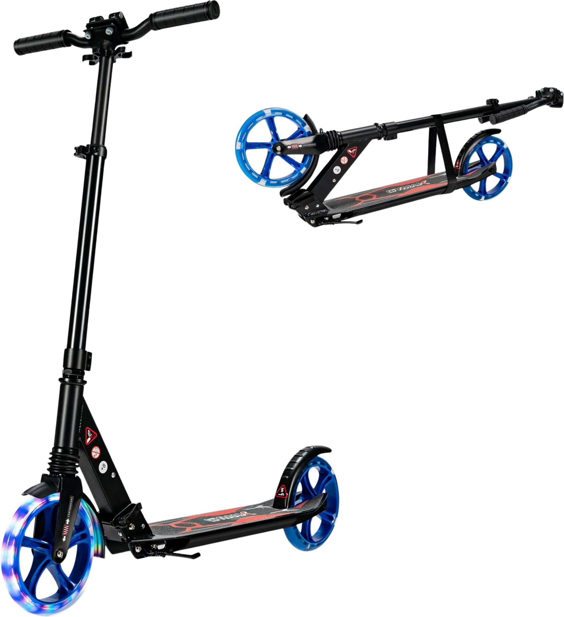 NORTHIX, Kids Kick Scooter With Led Wheels, Adjustable Handle, Black/blue