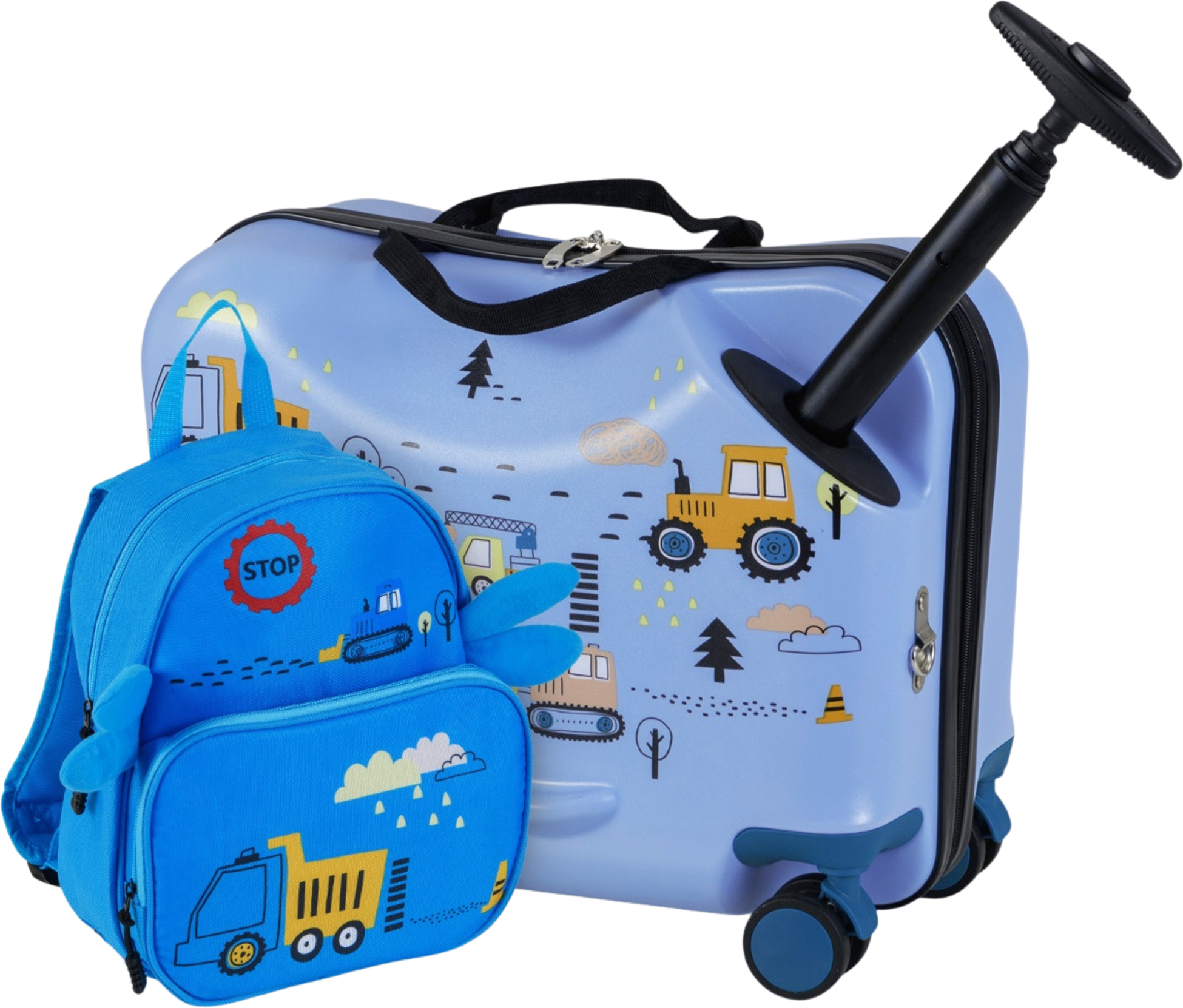 NORTHIX, Kids Luggage Set, 18in Ride-on Suitcase, 12in Backpack, Spinner Wheels