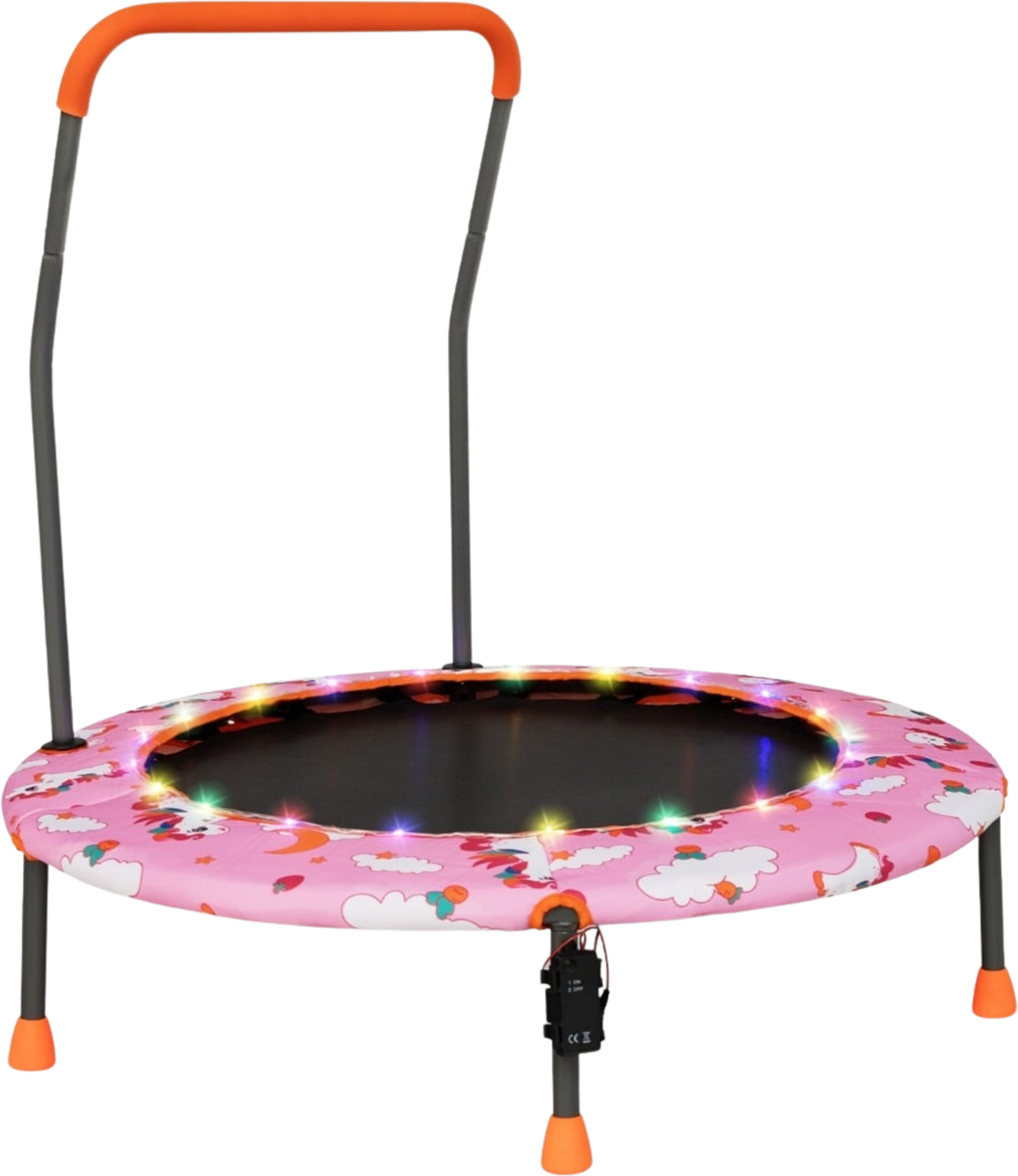 NORTHIX, Kids Mini Trampoline With Led Lights, Removable Handle
