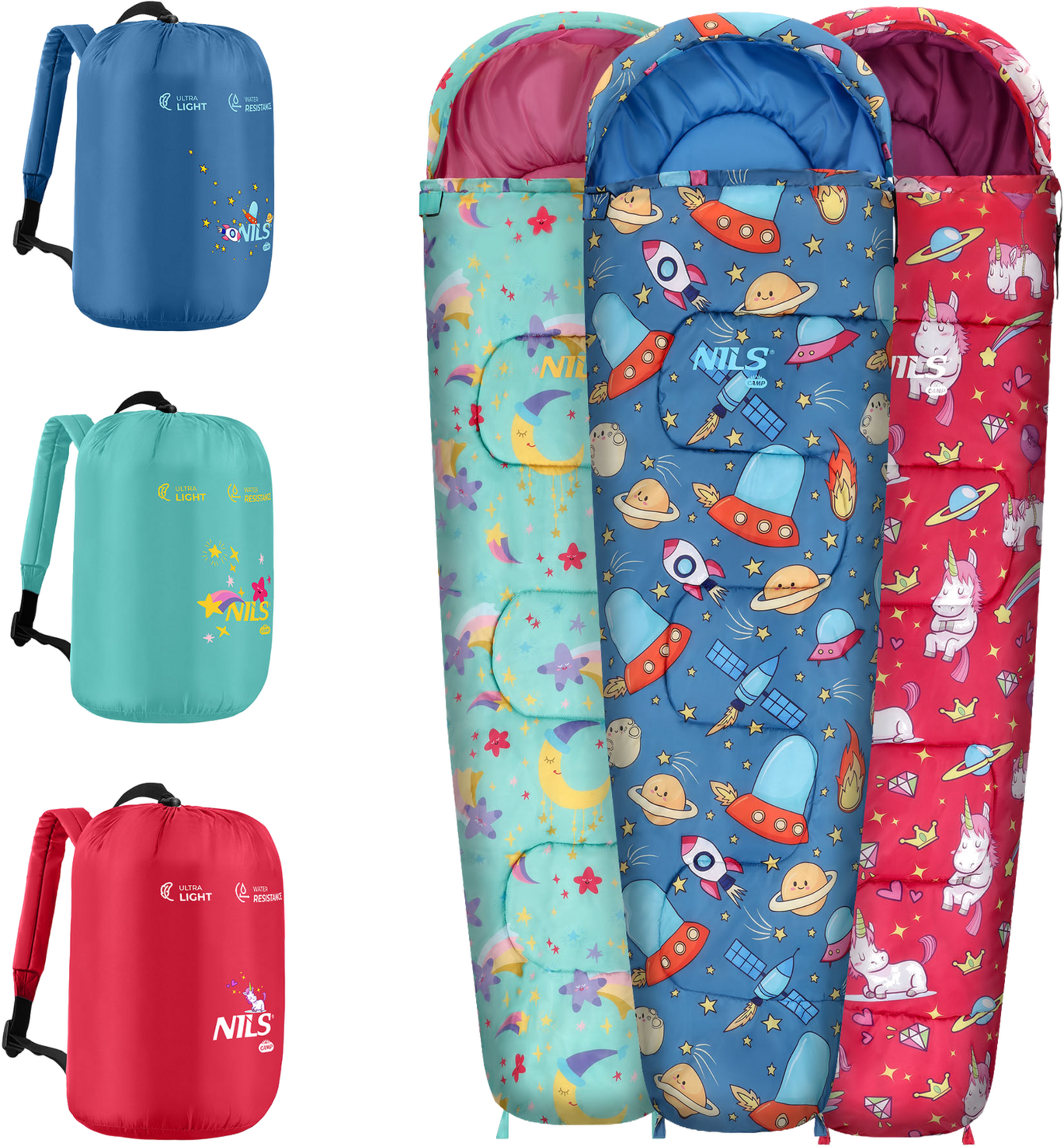 NORTHIX, Kids Sleeping Bag With Backpack, Unicorn Print, 170x60cm