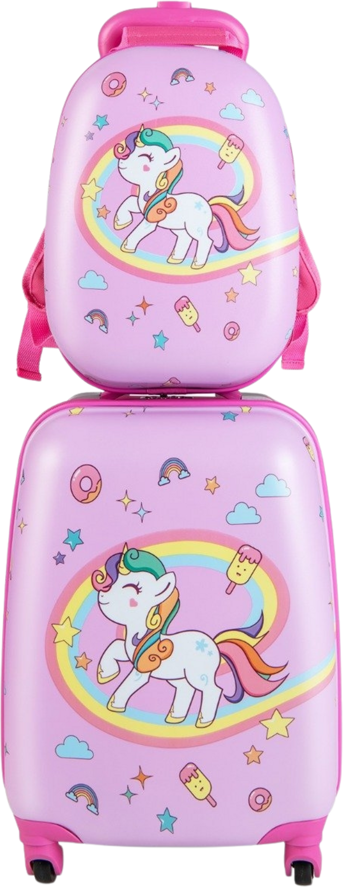 NORTHIX, Kids Suitcase Rolling Hard Suitcase 2-piece Carry-on Luggage Set With Spinner Wheels Pink