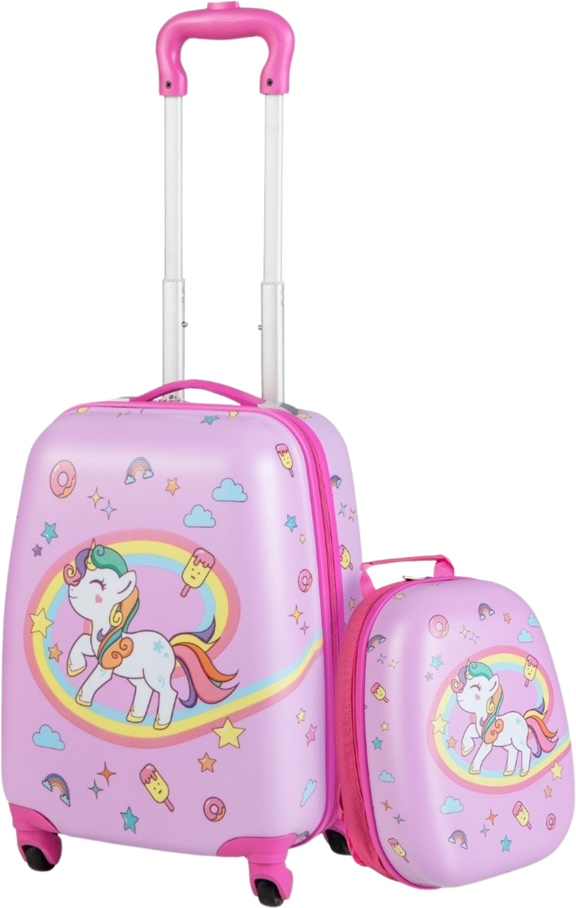 NORTHIX, Kids Suitcase Rolling Hard Suitcase 2-piece Carry-on Luggage Set With Spinner Wheels Pink