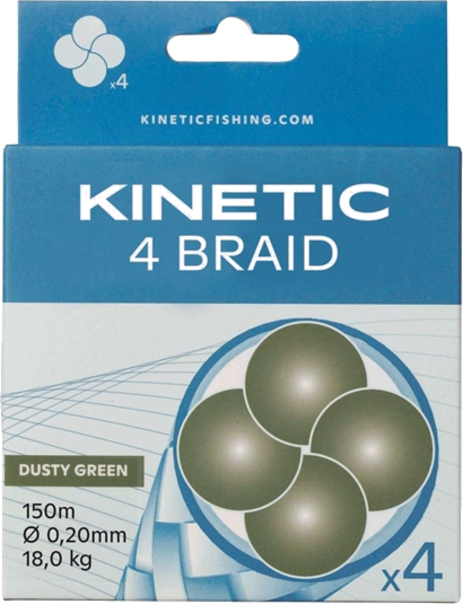 KINETIC, Kinetic 4 Braid 150m 0,14mm/14,8kg Dusty Green