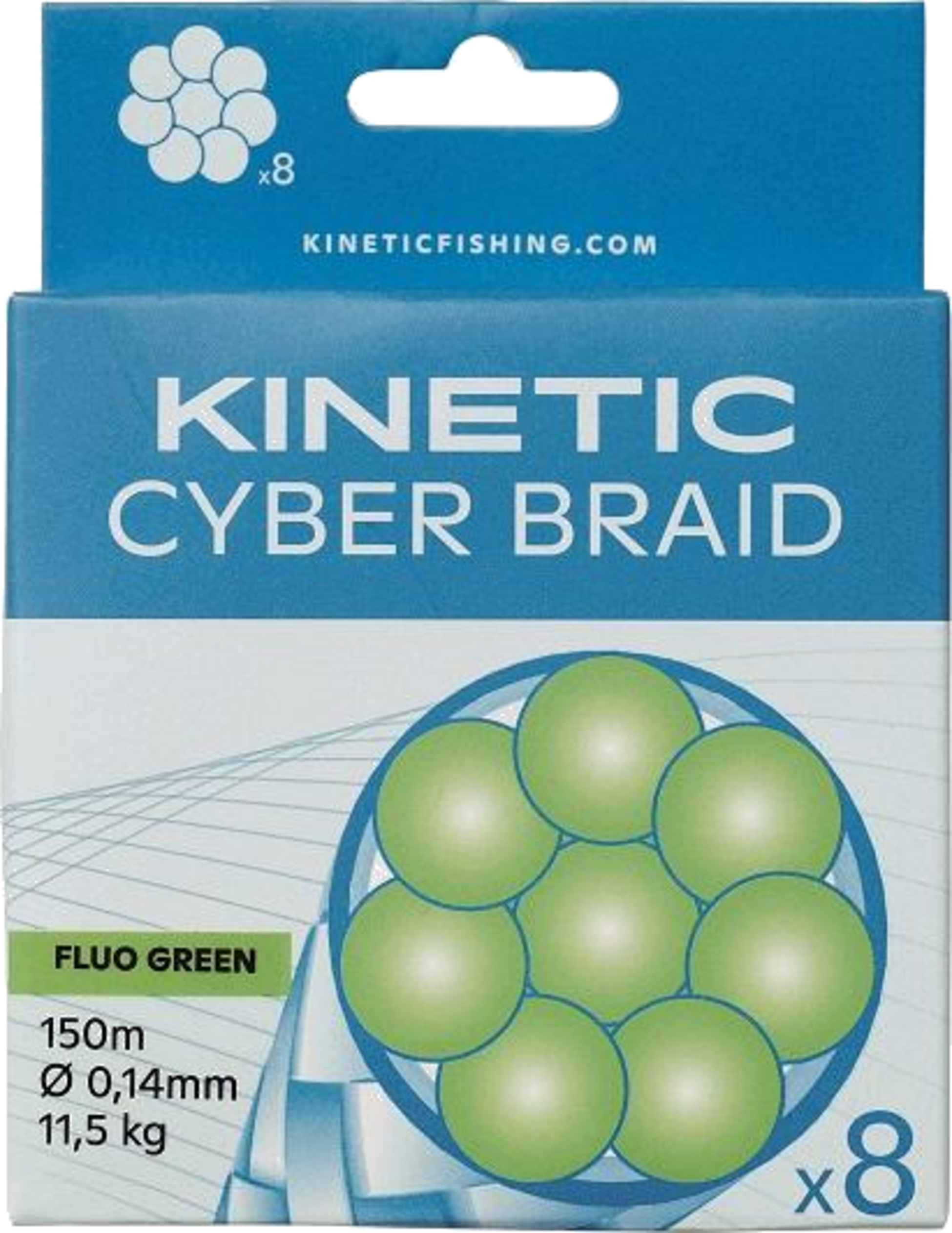 KINETIC, Kinetic 8 Braid 150m 0,14mm/11,5kg Fluo Green