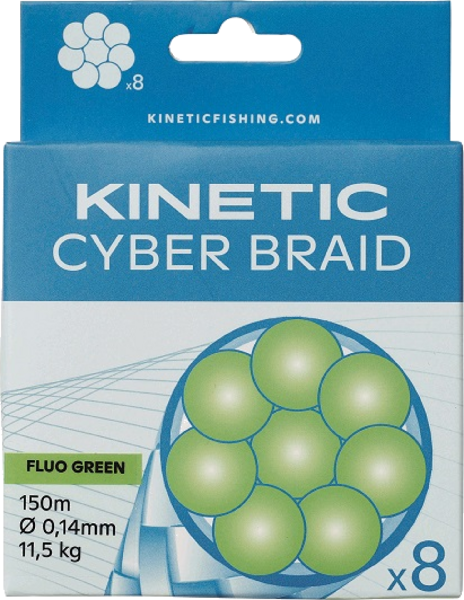 KINETIC, Kinetic 8 Braid 150m 0,30mm/23,8kg Fluo Green