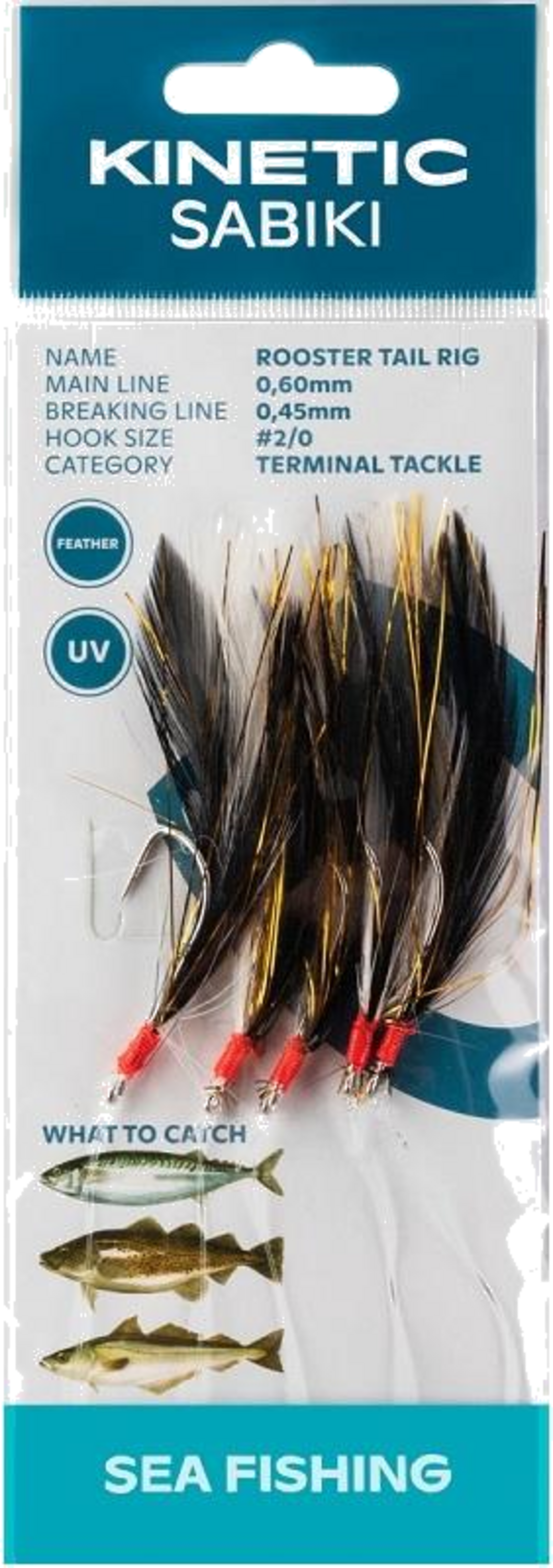 KINETIC, Kinetic Sabiki Rooster Tail #2/0 Black/copper Flash