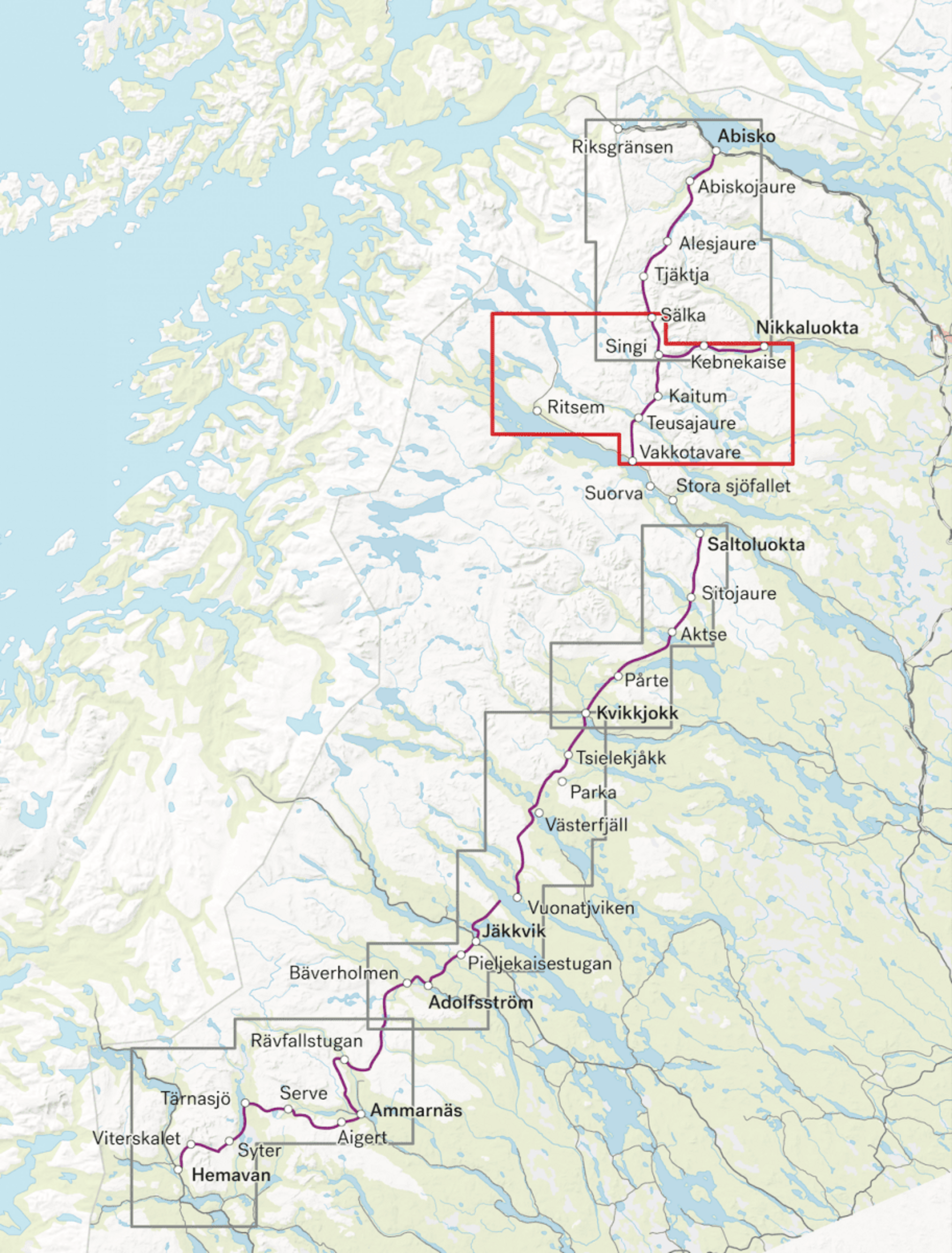 CALAZO, Kungsleden: Nikkaluokta, Ritsem  Vakkotavare 1:50 000