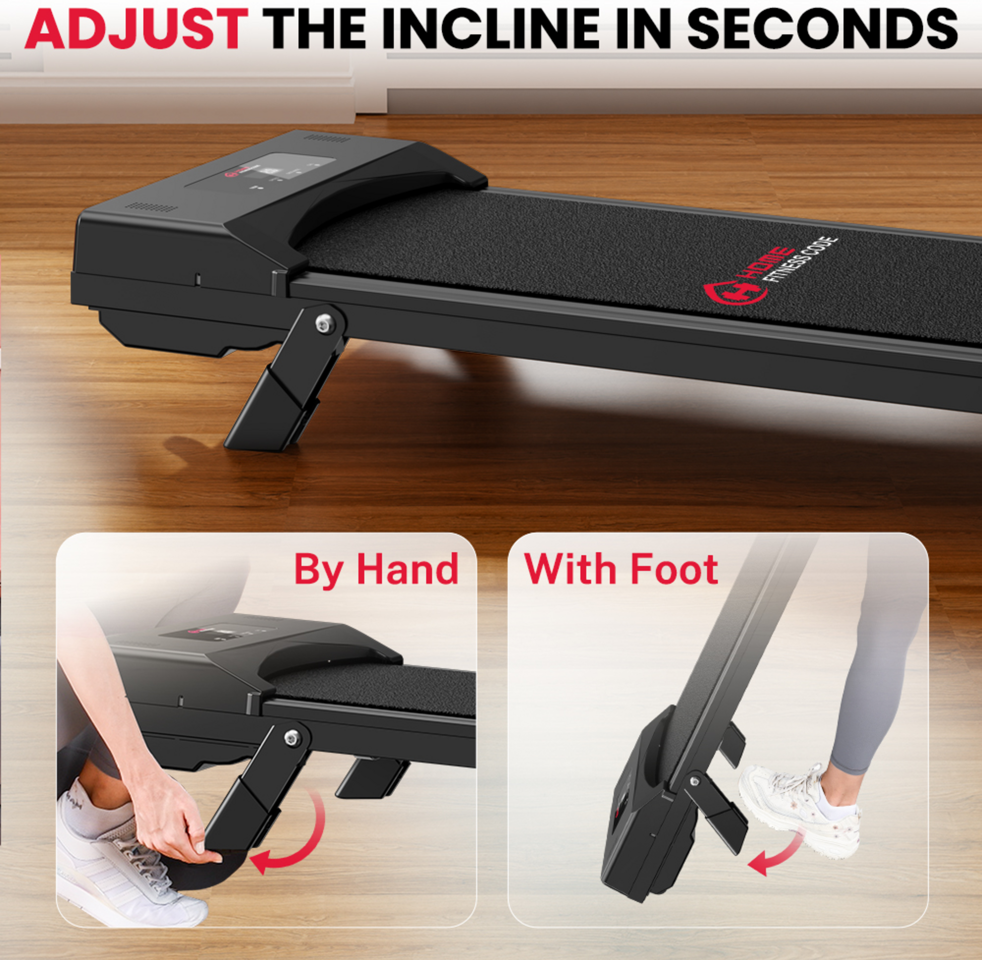 HOMEFITNESSCODE, Löpband 10 Km/h, 5% Manuaalinen Kaltevuus, Led-display