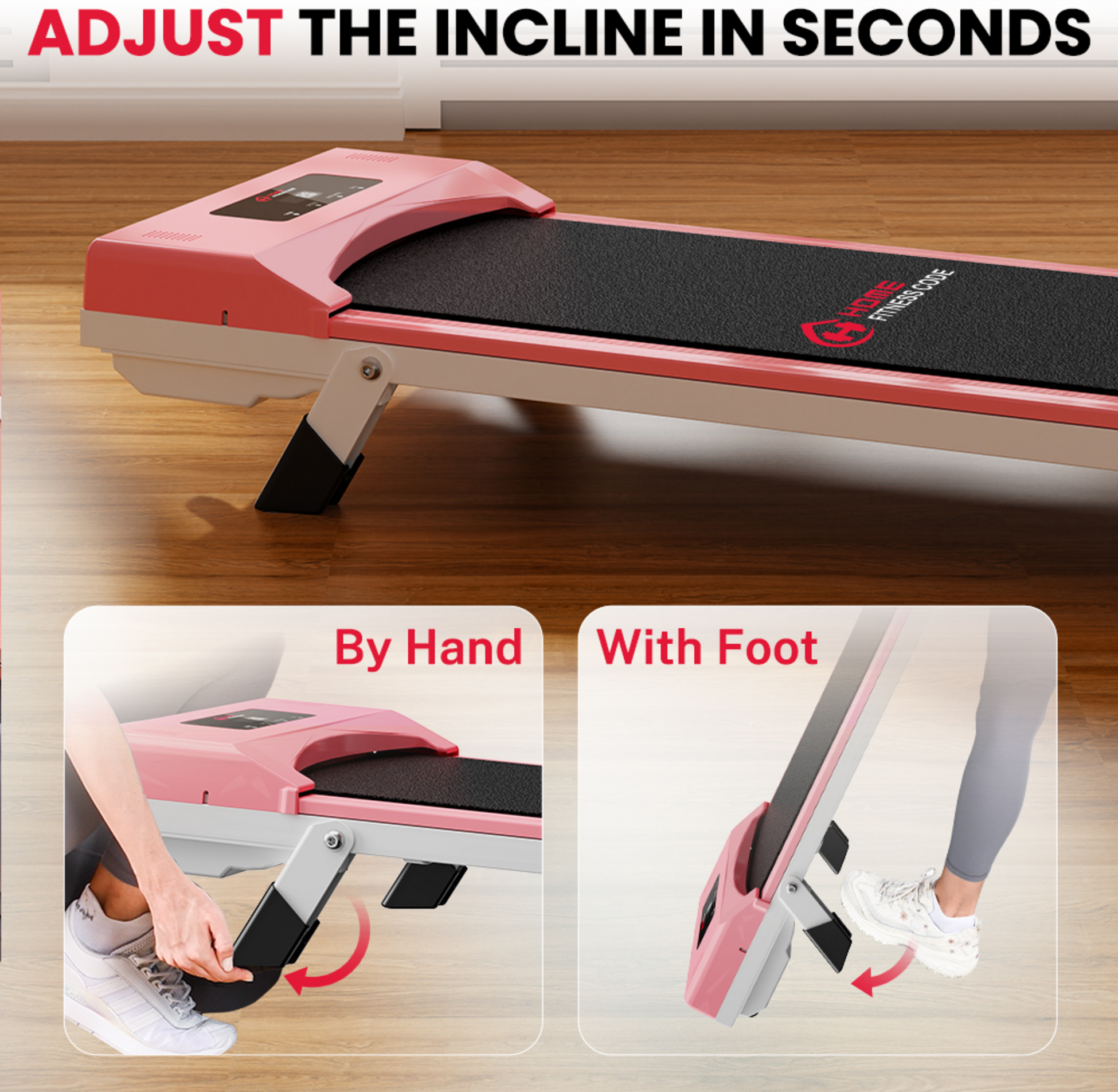 HOMEFITNESSCODE, Löpband 10 Km/h, Led-display,5% Manuaalinen Kaltevuus