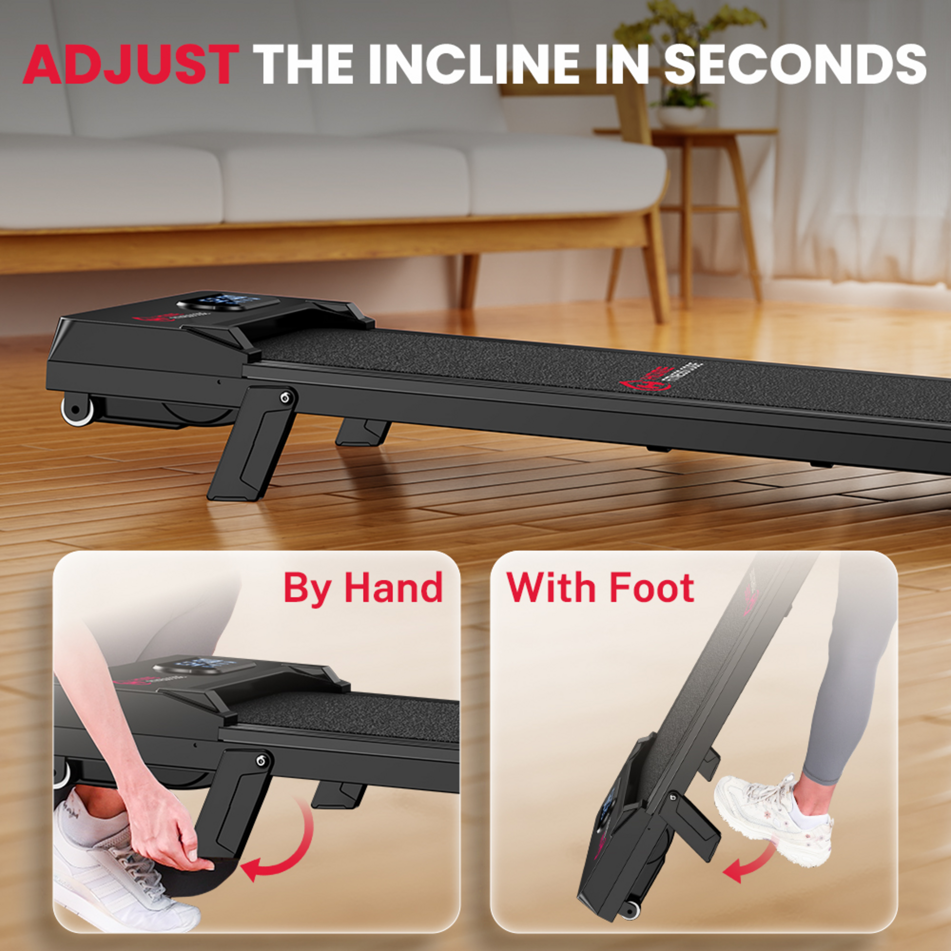 HOMEFITNESSCODE, L&ouml;pband 2.5hp, 5 % manuell lutning, 1&ndash;6 km/h