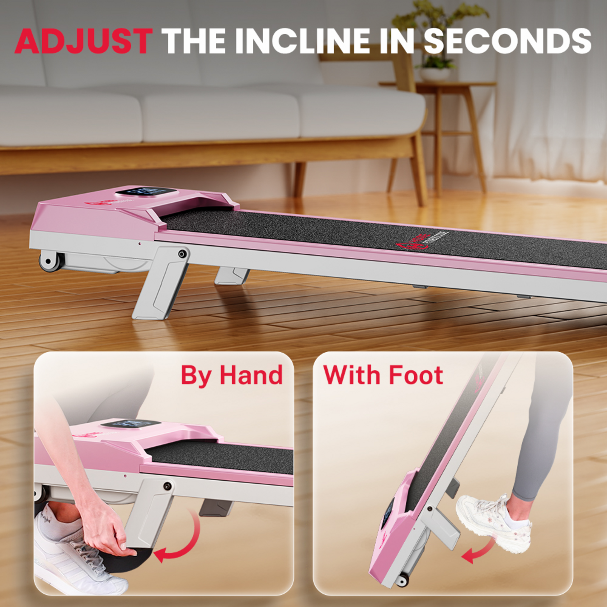 HOMEFITNESSCODE, Löpband 2.5hp, 5 % manuell lutning, 1–6 km/h