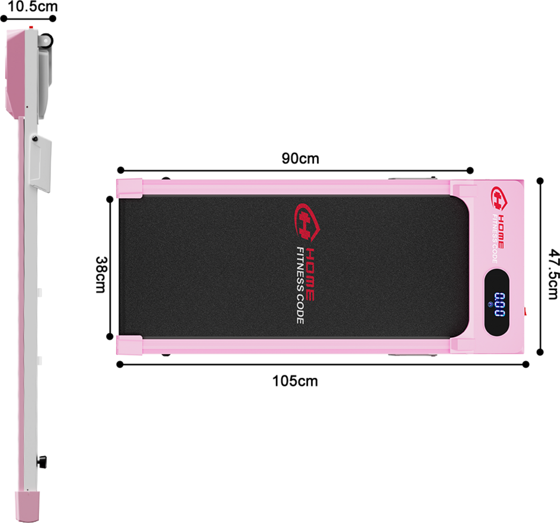 HOMEFITNESSCODE, Löpband 2.5hp, 5 % manuell lutning, 1–6 km/h