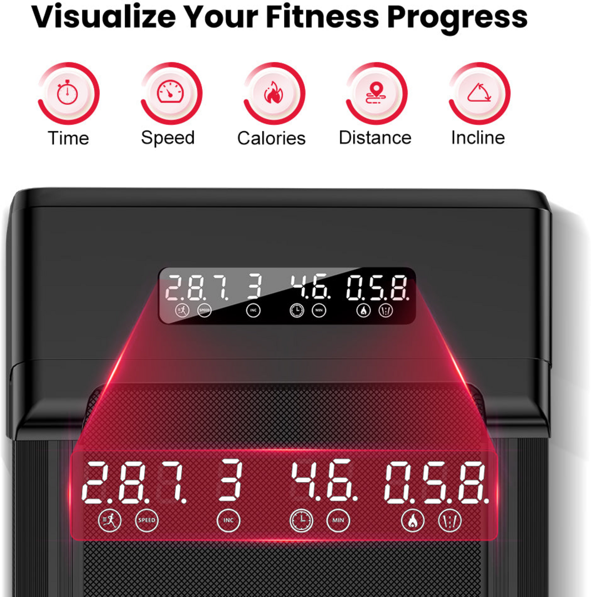 HOMEFITNESSCODE, Löpbandsmaskin med 0–12% automatisk lutning och 1–10 km/h hastighet