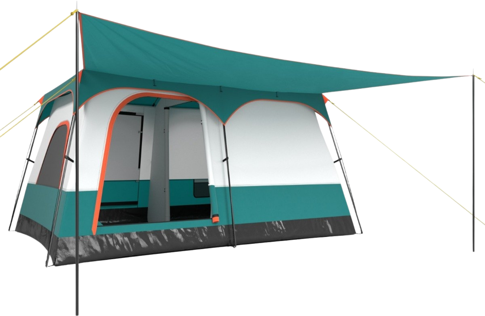 NORTHIX, Large Tent With Awning  Floor  2 Rooms  2 Entrances  Carrying Bag Camping Tent F
