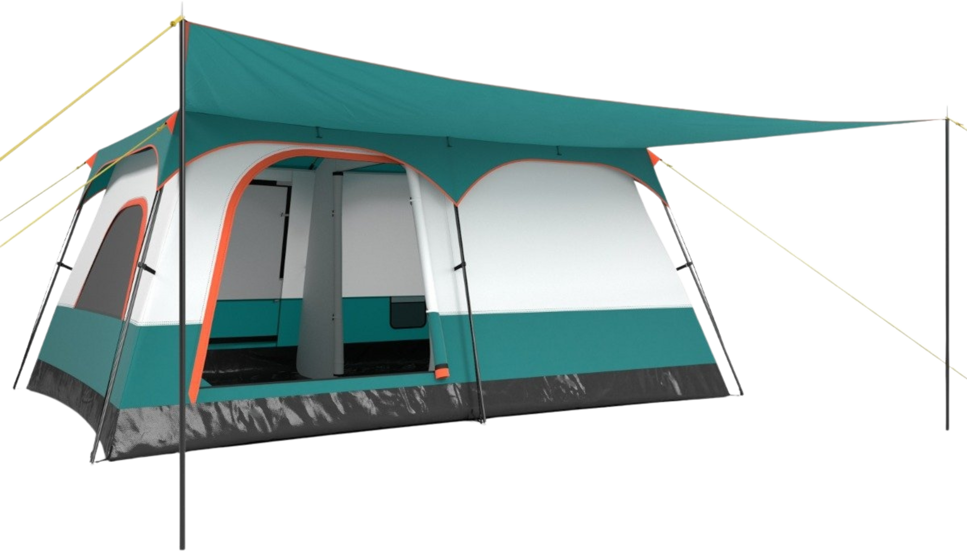 NORTHIX, Large Tent With Awning  Floor  2 Rooms  2 Entrances  Carrying Bag Camping Tent Family Tent L