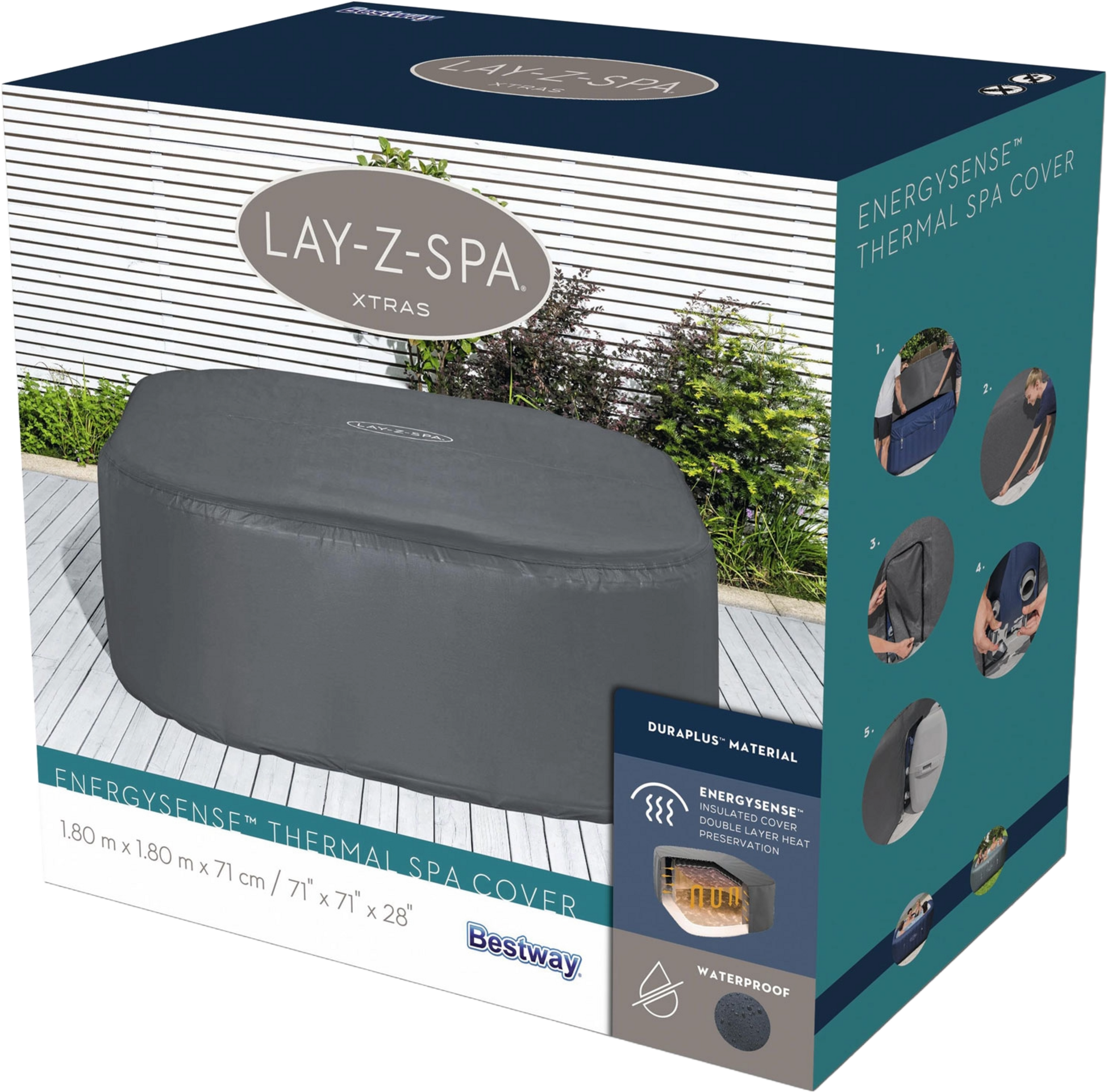 BESTWAY, Lay-z-spa Thermal Skydd För Spabad Fyrkant 1.80m X 1.80m X 71cm