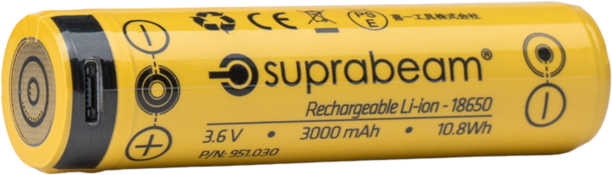 SUPRABEAM, Li-ion Batteri 18650 3000mah Usb-c