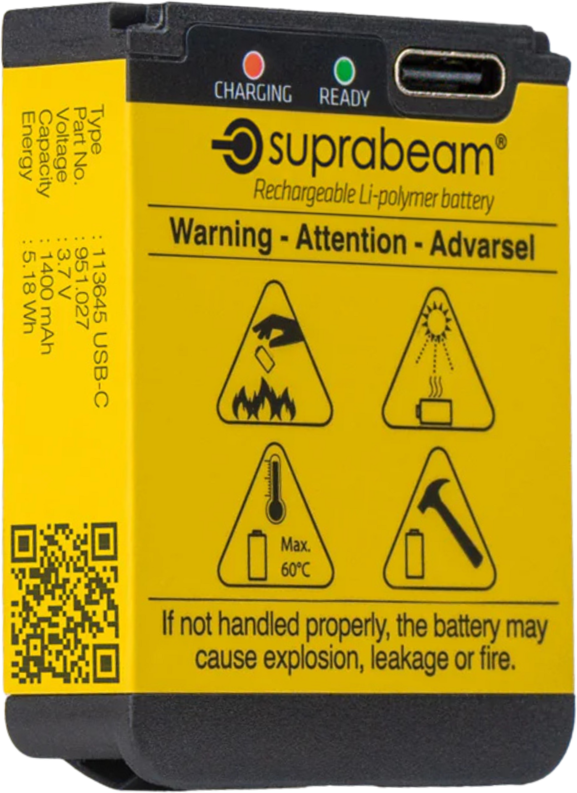 SUPRABEAM, Li-po Batteri 1400mah Usb-c