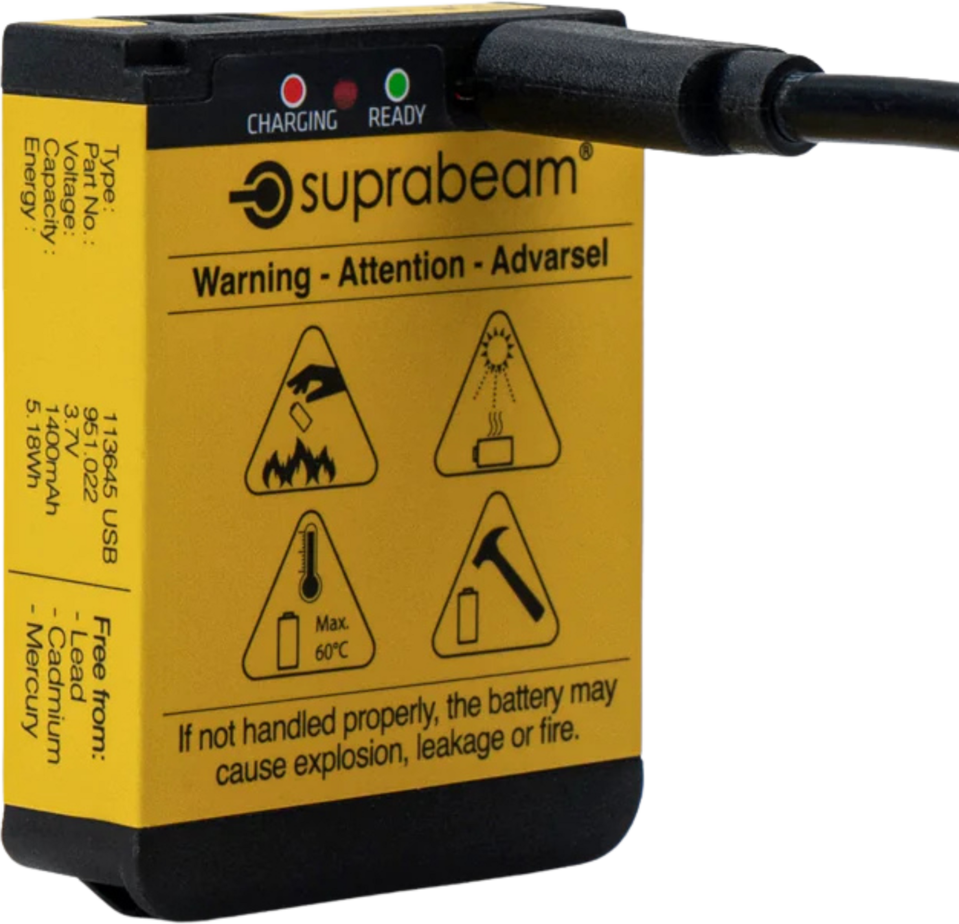 SUPRABEAM, Li-po Batteri 1400mah Usb-c