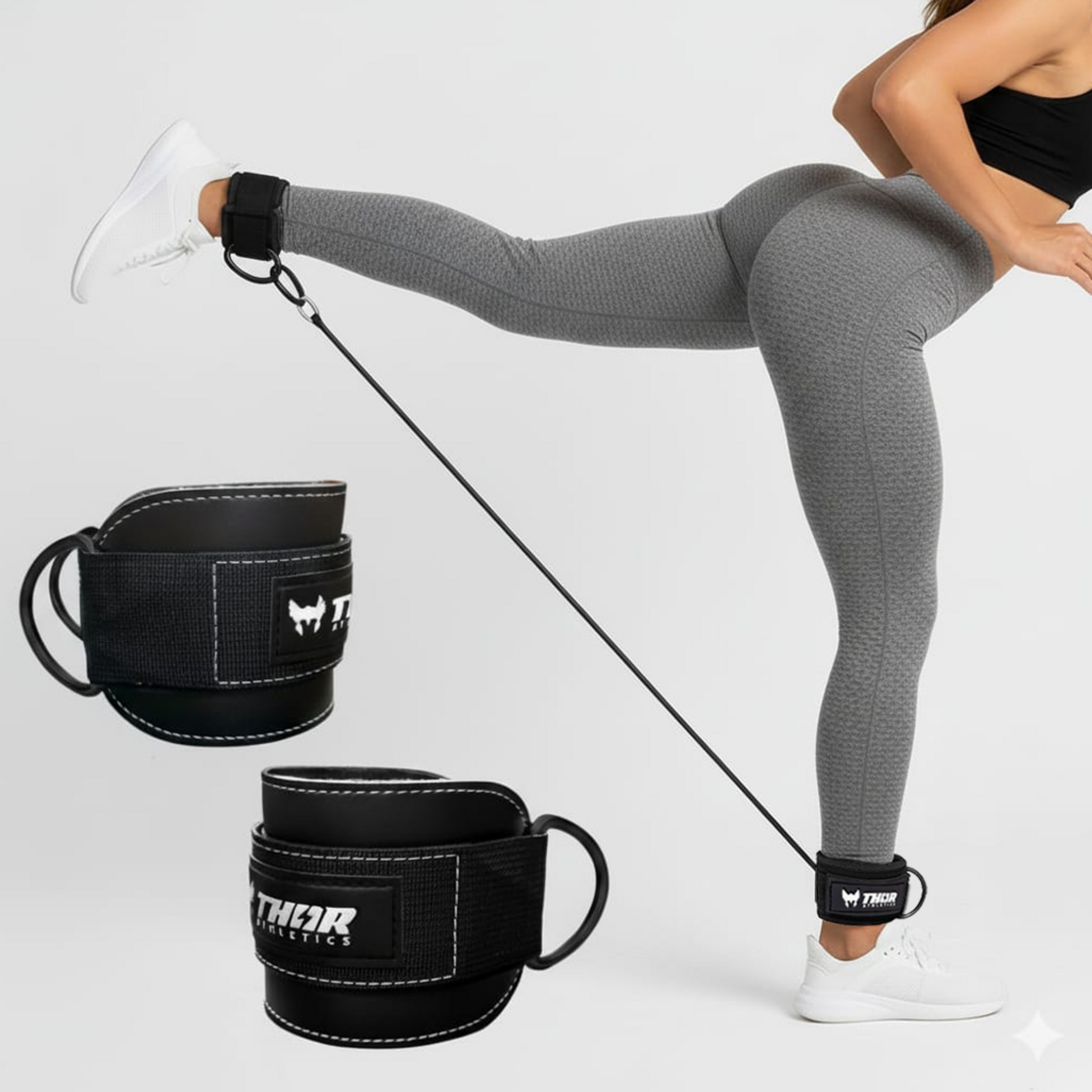 THOR ATHLETICS, Lifting Straps And Ankle Straps &ndash; Combination Package &ndash; Strength Training &ndash; Black