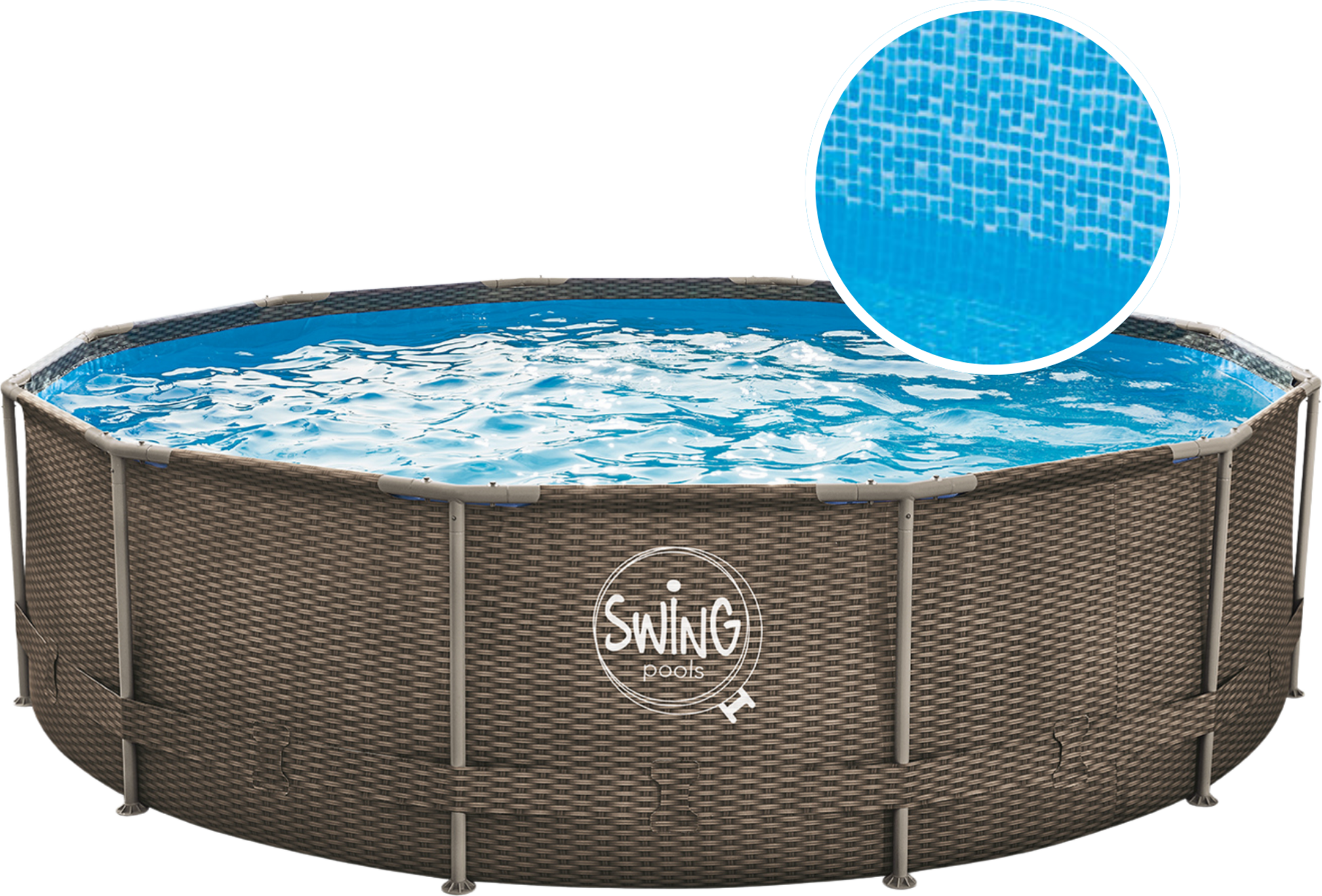 SWING, METAL FRAME ROUND POOL - 3.66 x 0.91 m, Wicker design