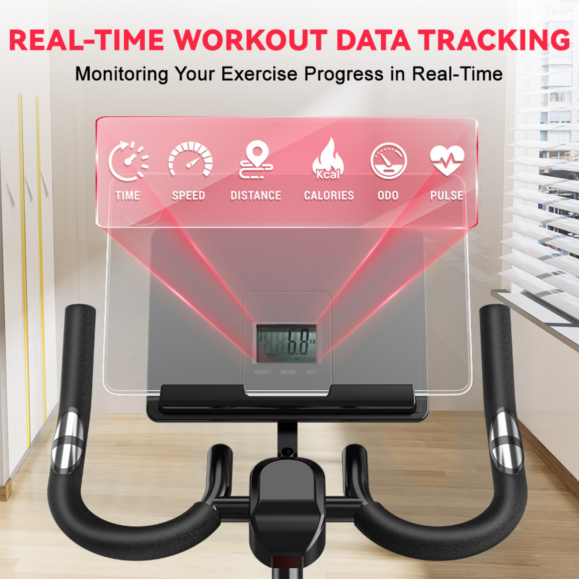 HOMEFITNESSCODE, Magnetisk Motionscykel X7 Med 6 Motst&aring;ndsniv&aring;er , Bluetooth